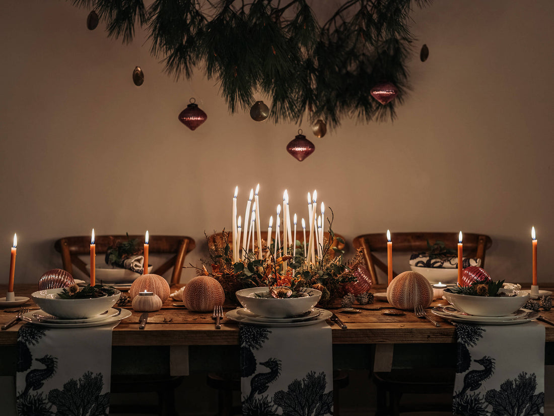 A traditional christmas table with candles