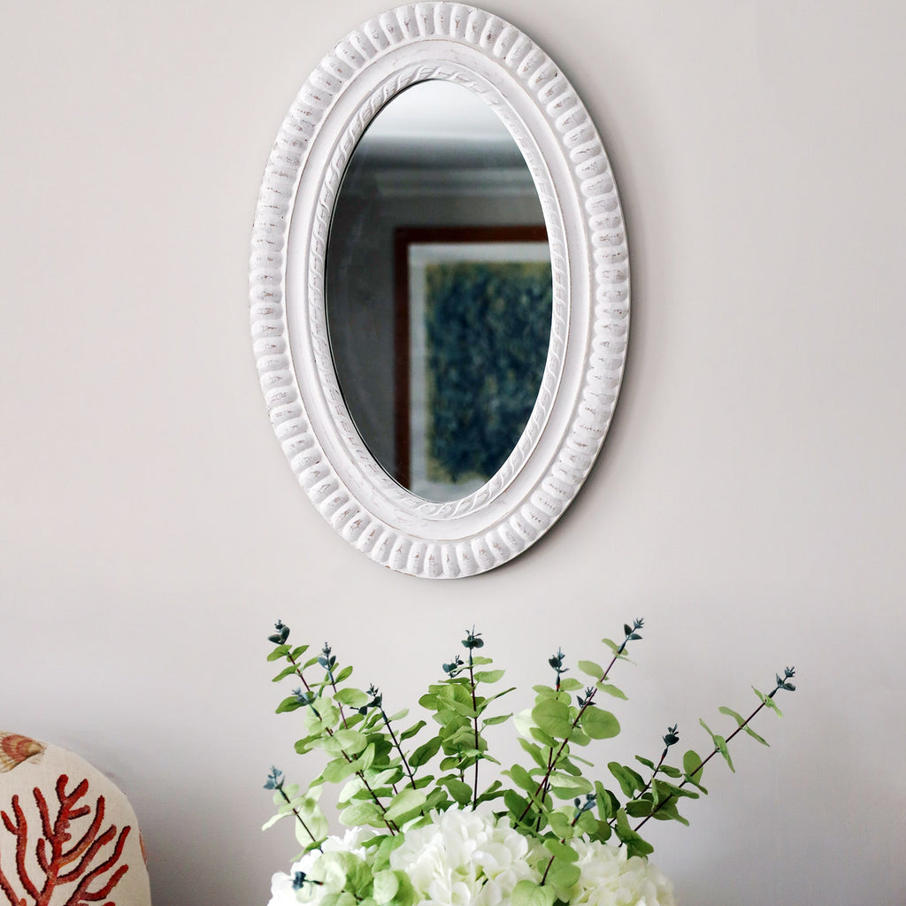 Nankersey Oval Whitewash Rope Mirror