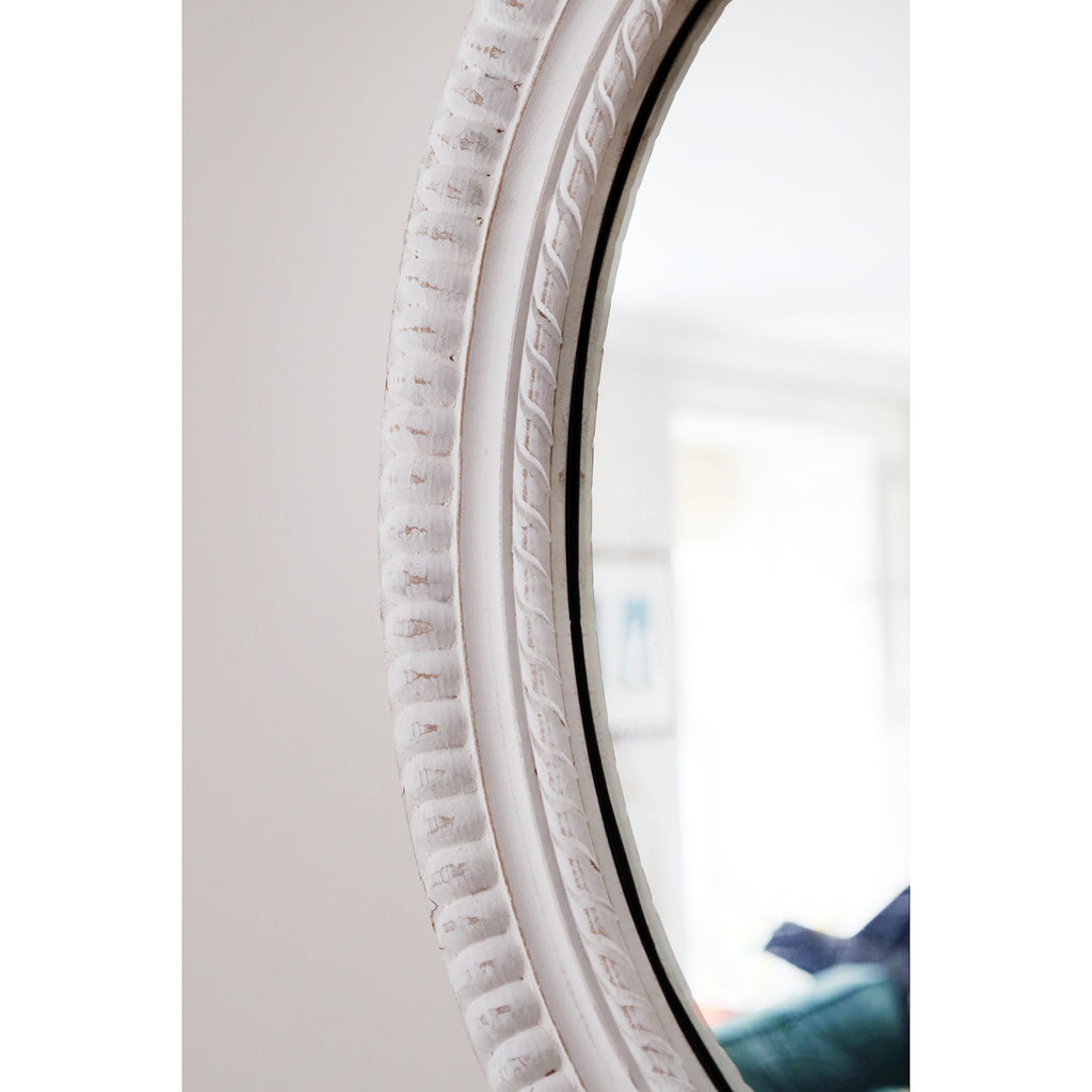 Nankersey Oval Whitewash Rope Mirror