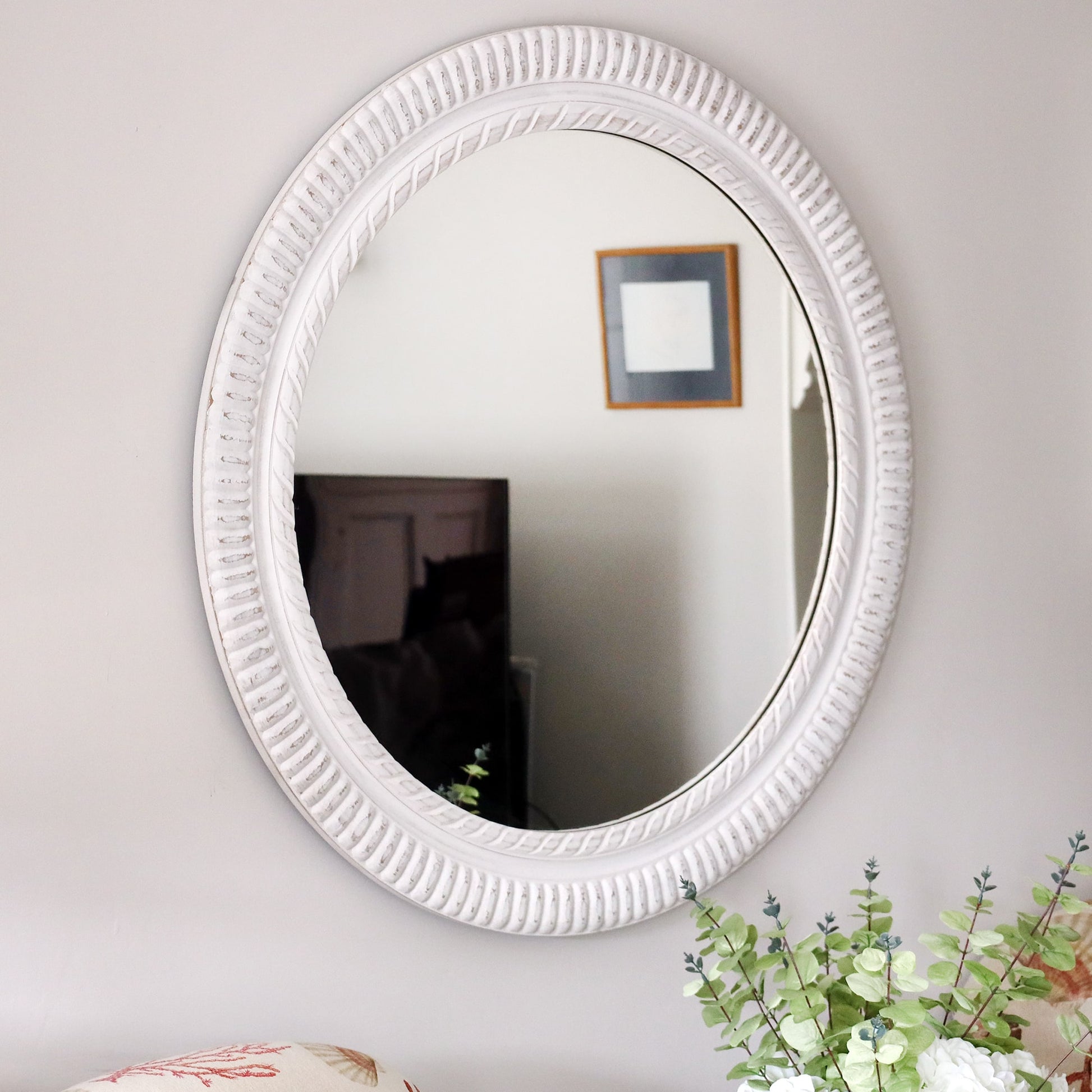 Nankersey Whitewash Rope Mirror 90cm