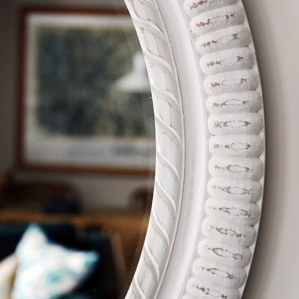 Nankersey Whitewash Rope Mirror 90cm