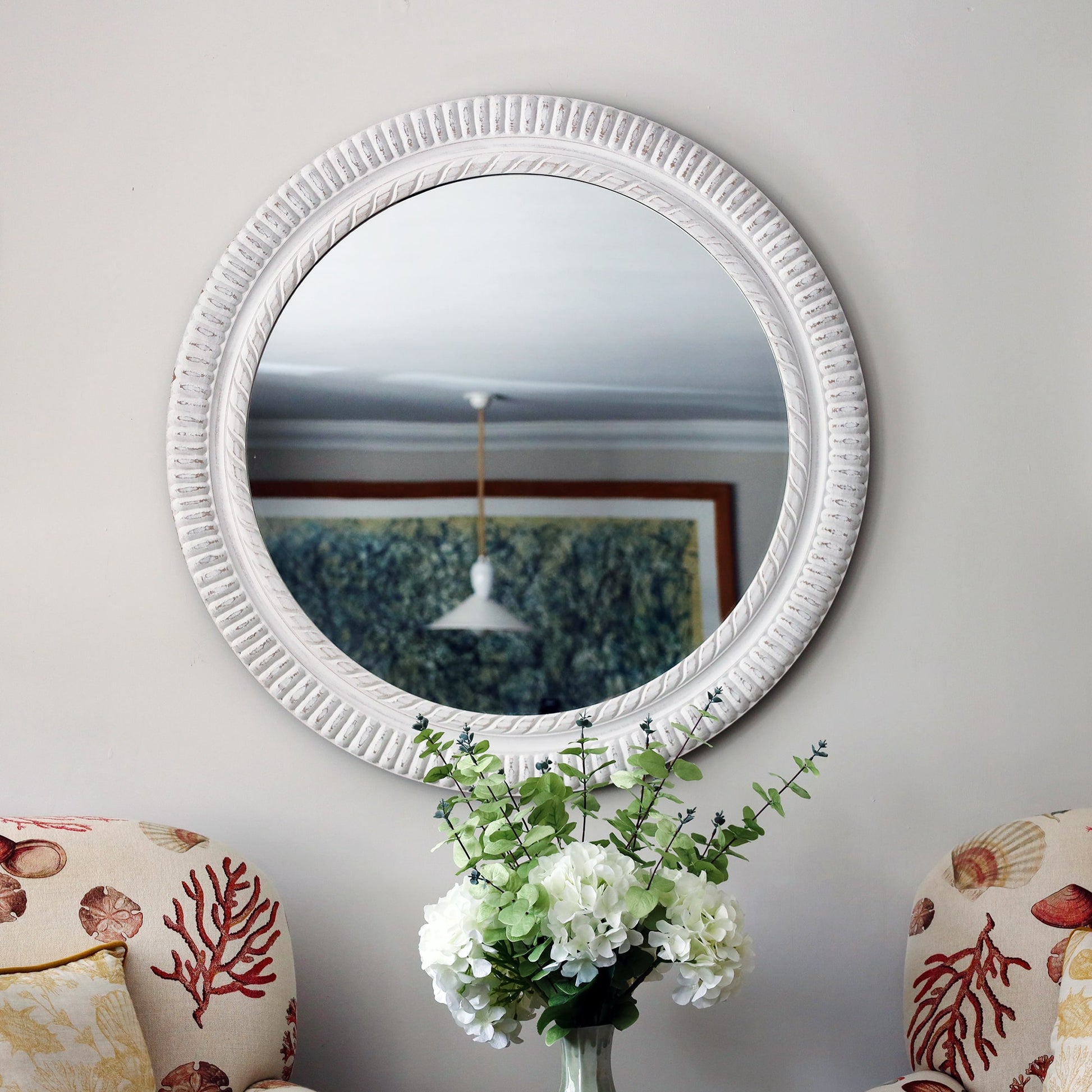 Nankersey Whitewash Rope Mirror 90cm