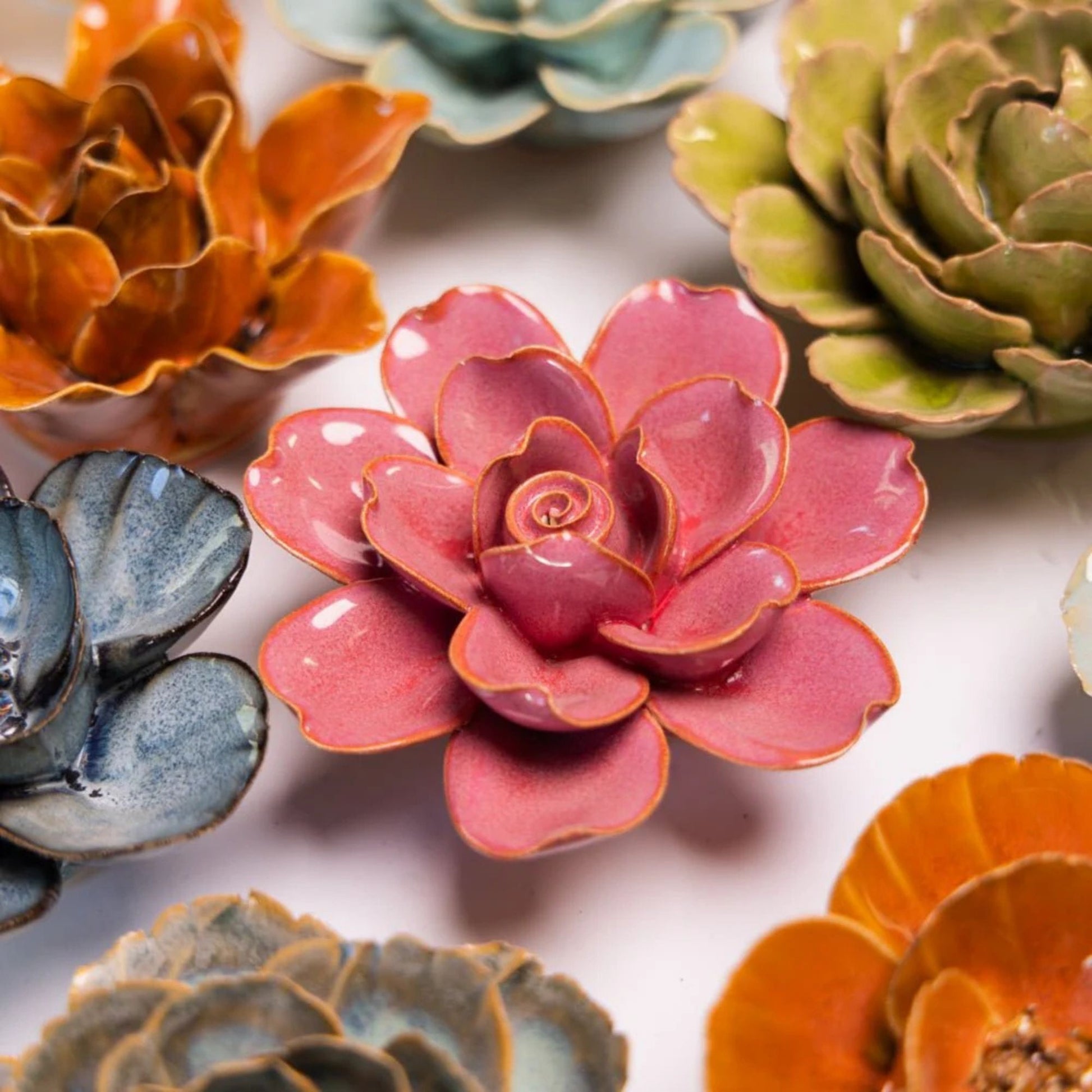 rose pink gardenia in a group of other flowers