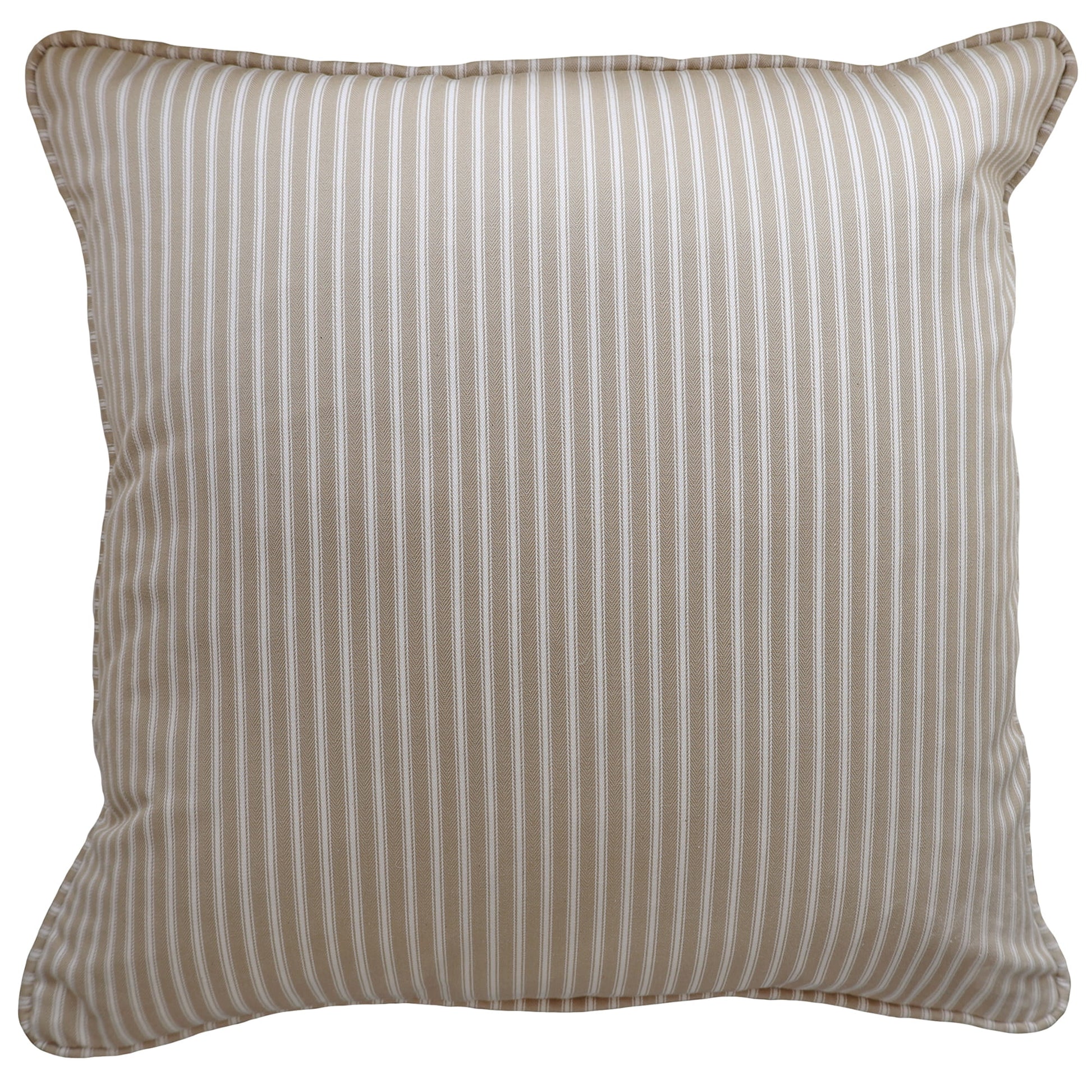 Striped pillow with a brown and white pattern on a white background