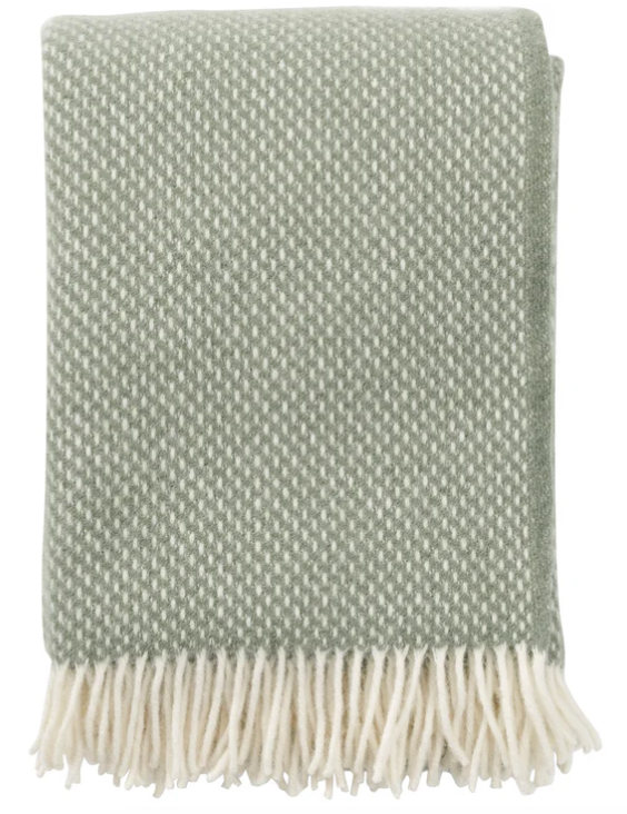 Preppy Dusty Green Lambs Wool Throw