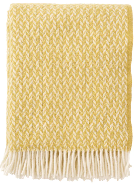 Straw Yellow Recycled Wool & Lambswool Throw