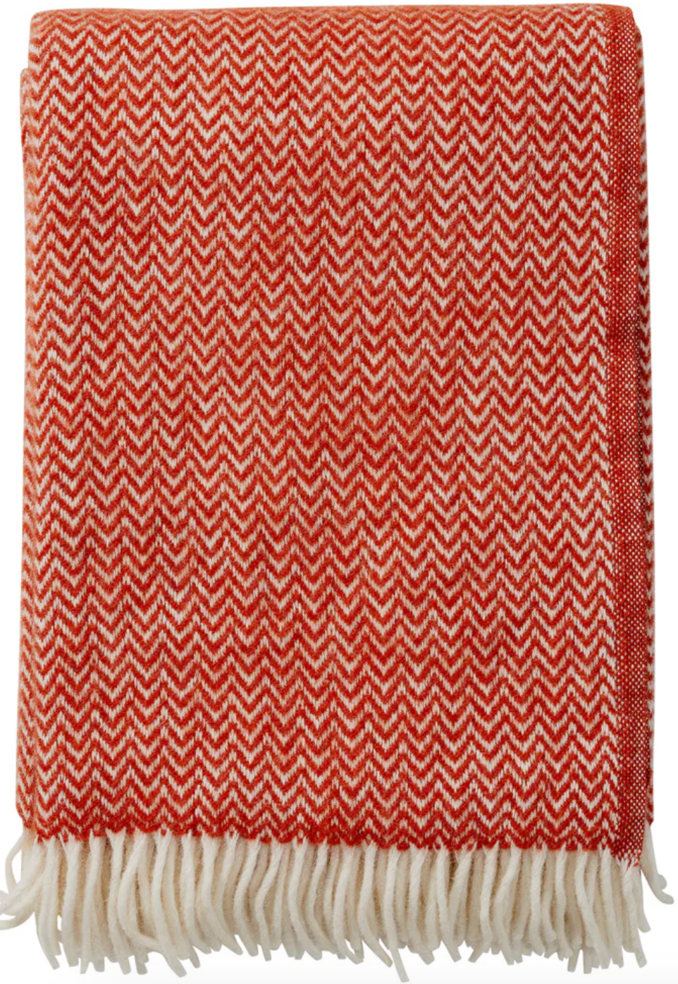 Chevron Ruby Red Lambs Wool Throw