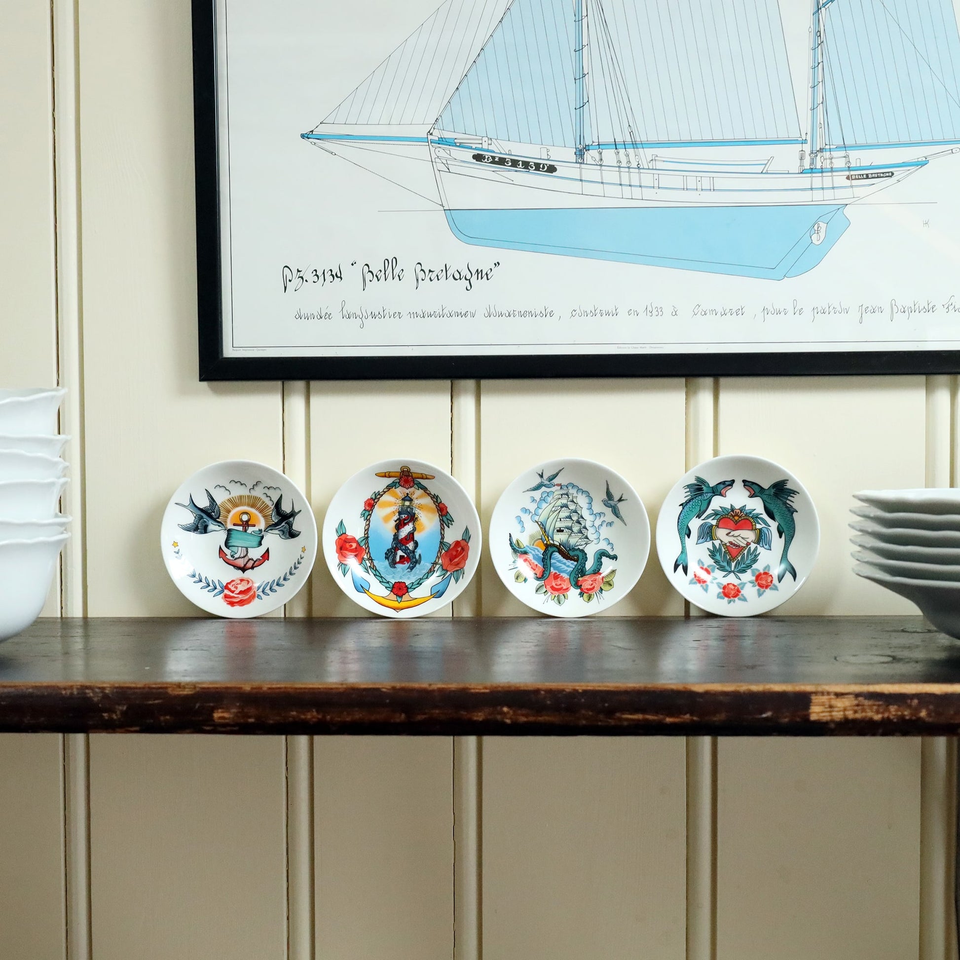 Bone China Swallows & Anchor Nibbles Dish