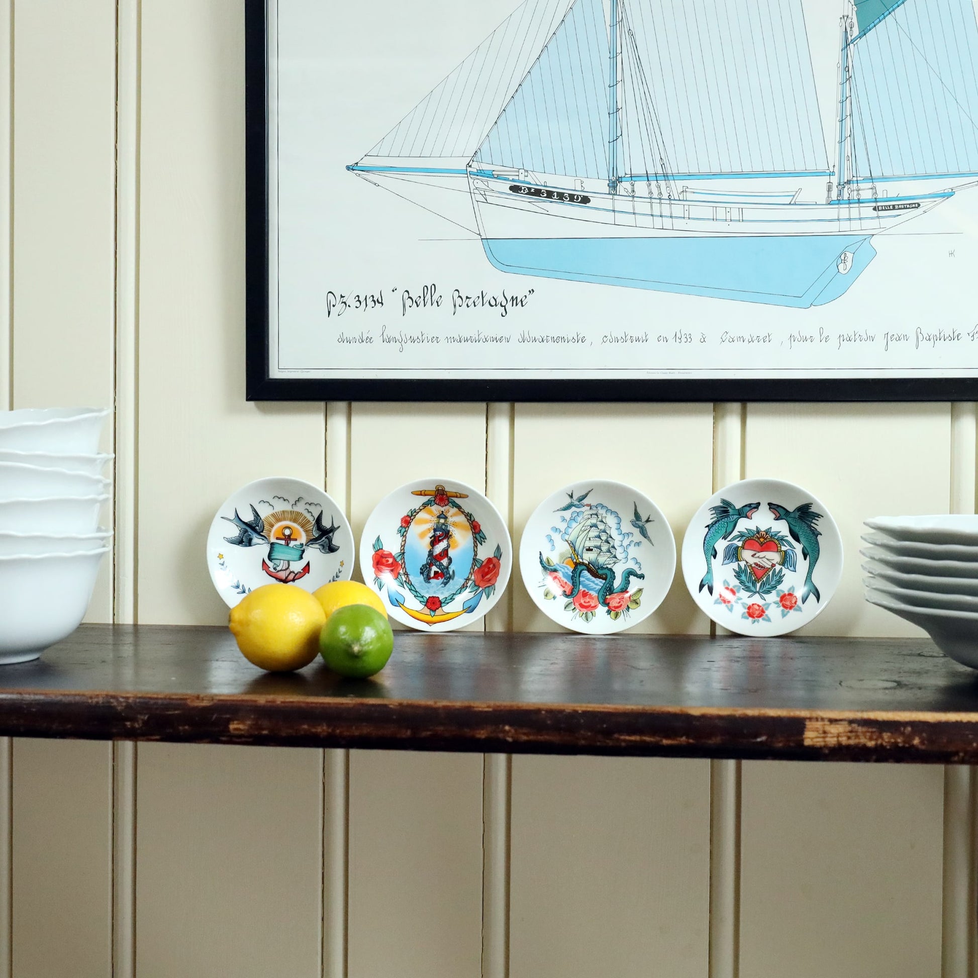 Bone China Sharks & Heart Nibbles Dish