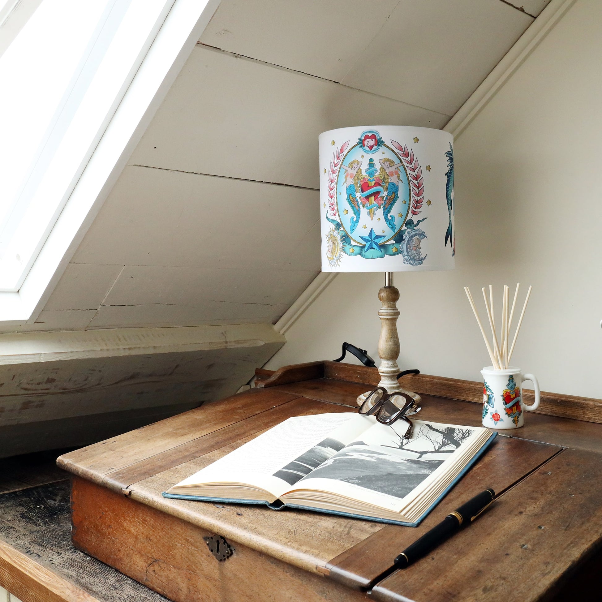 Sharks, Hearts, Mermaids & Daggers Lampshade
