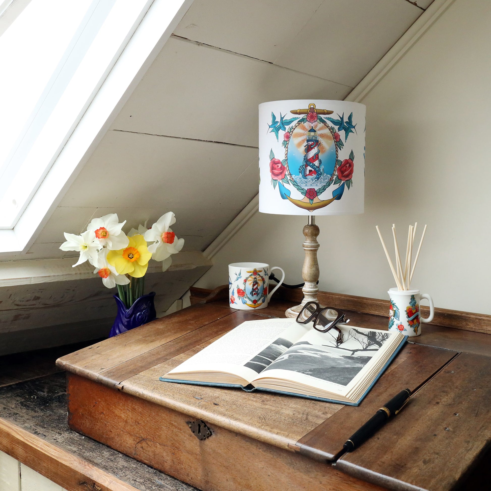 Ship, Lighthouse & Kraken Lampshade