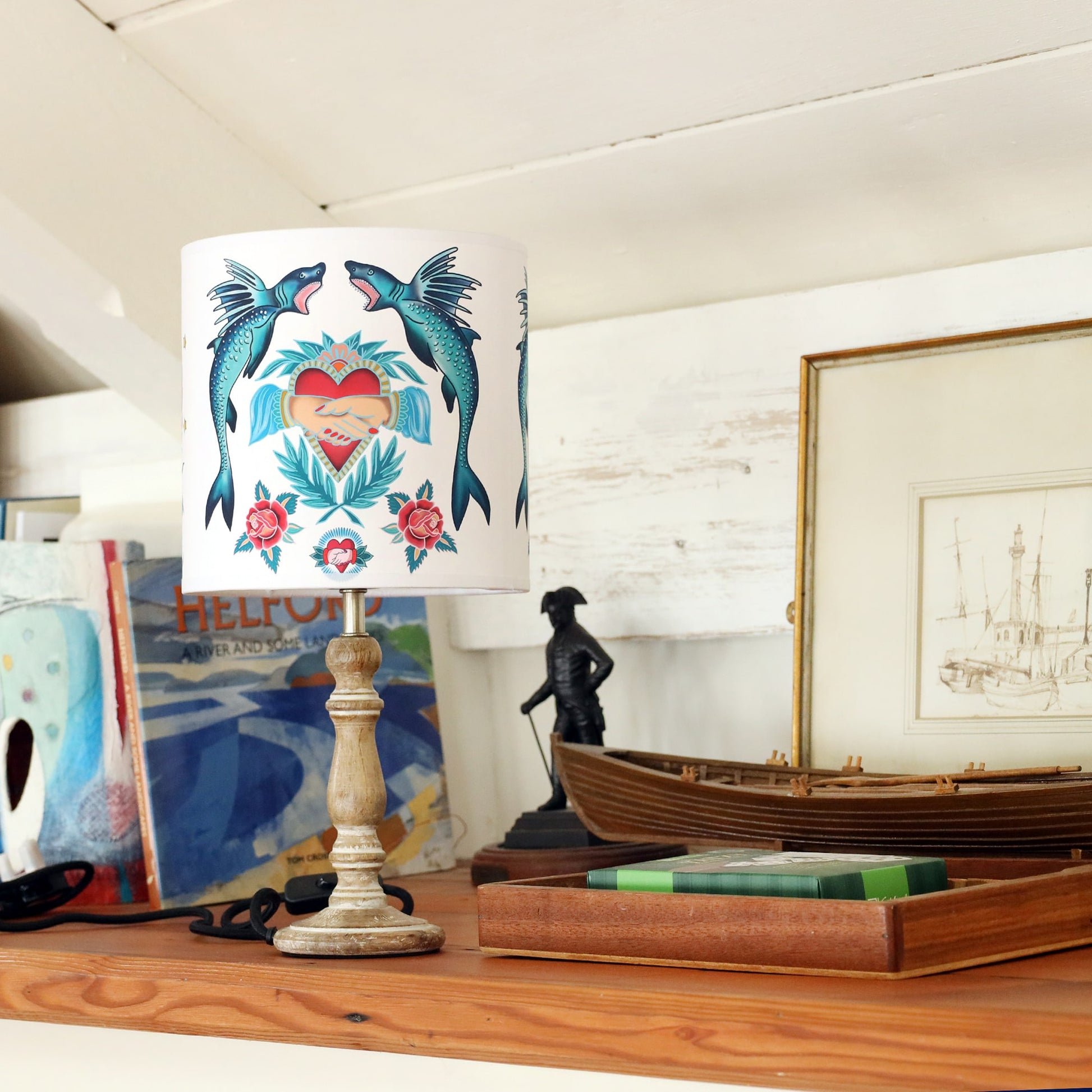 Sharks, Hearts, Mermaids & Daggers Lampshade
