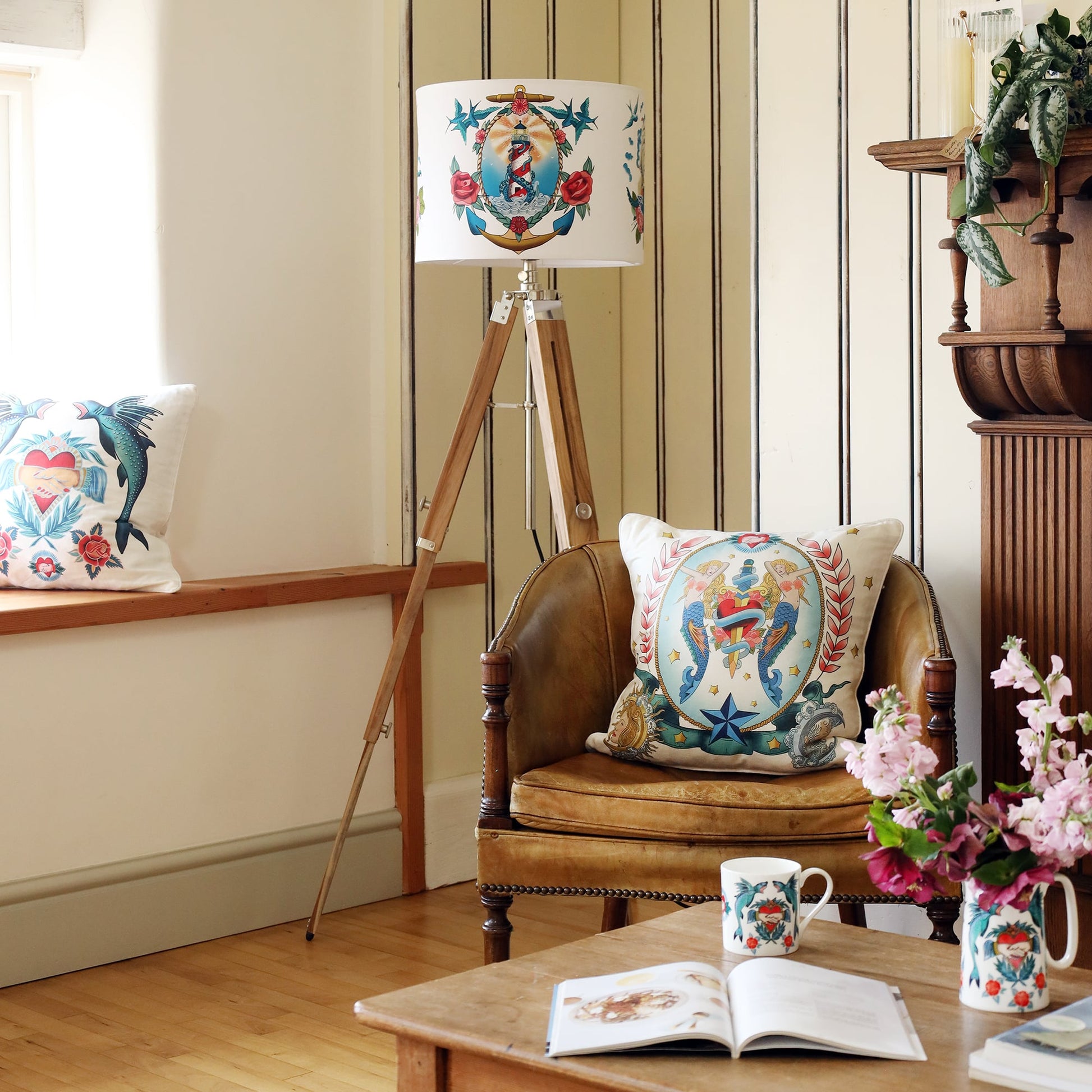 Ship, Lighthouse & Kraken Lampshade