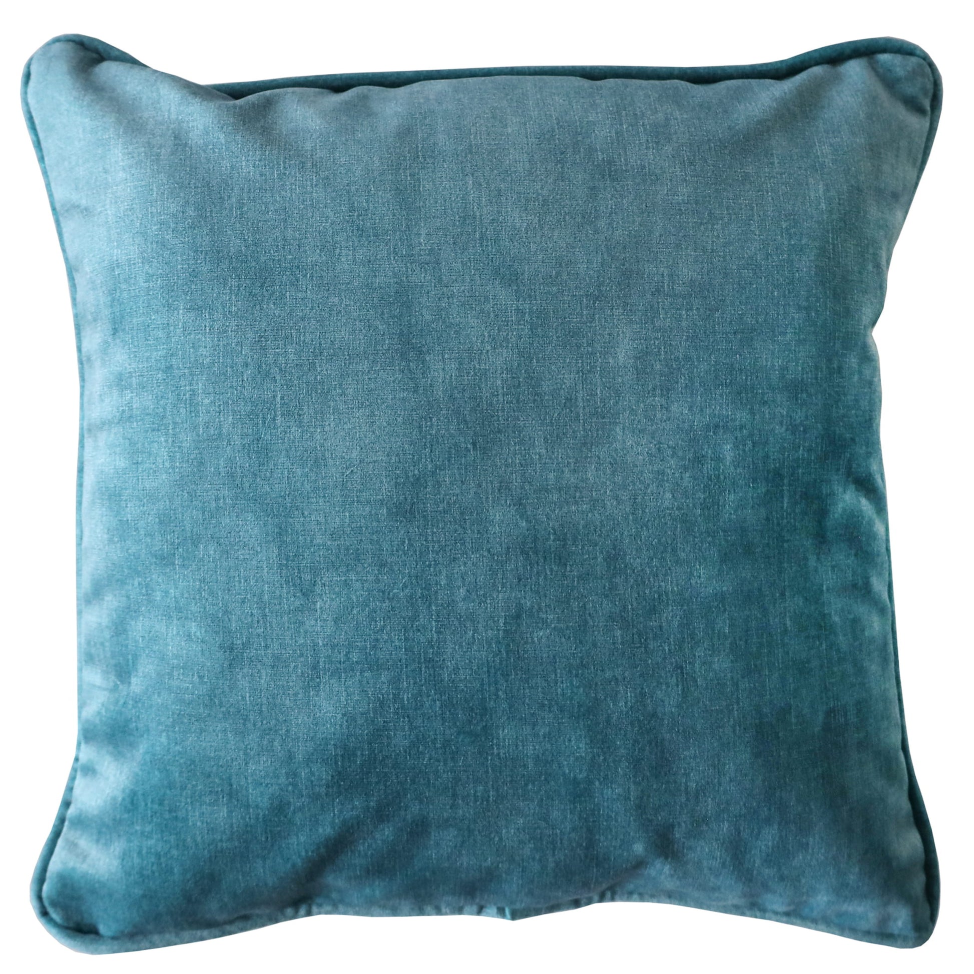 Aqua velvet cushion on white background