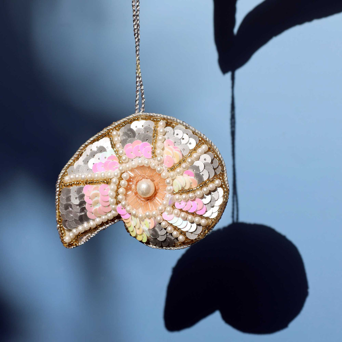 Sequinned Ammonite Hanging Decoration