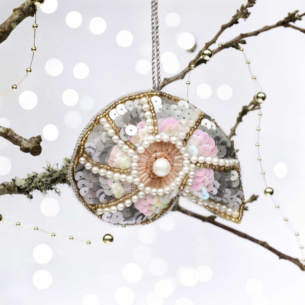 Sequinned Ammonite Hanging Decoration