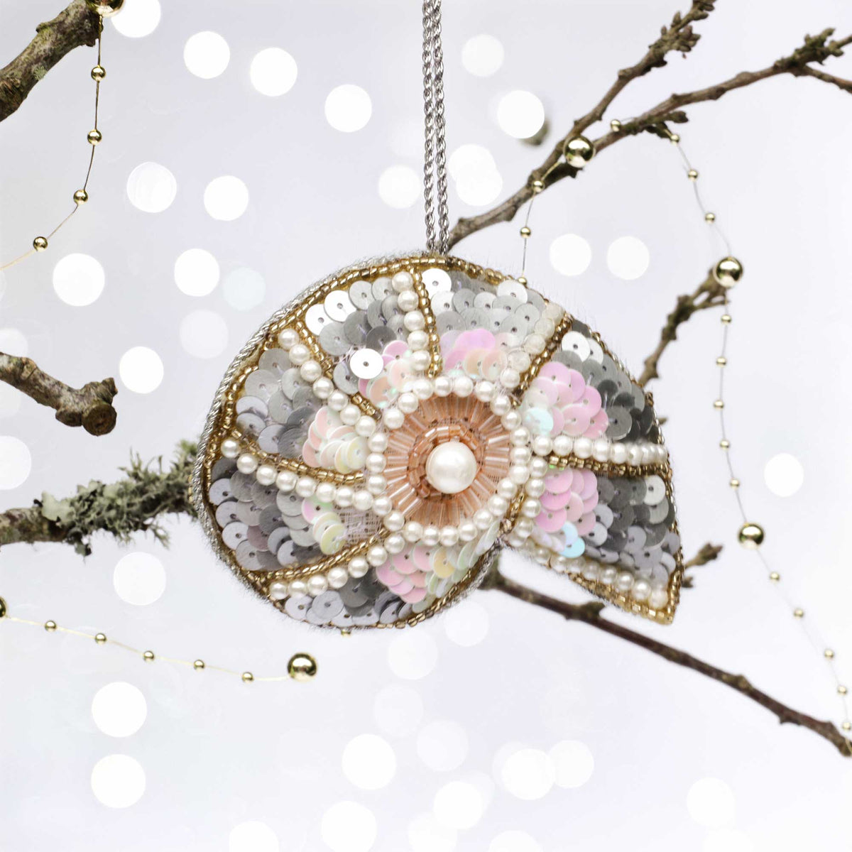 Sequinned Ammonite Hanging Decoration