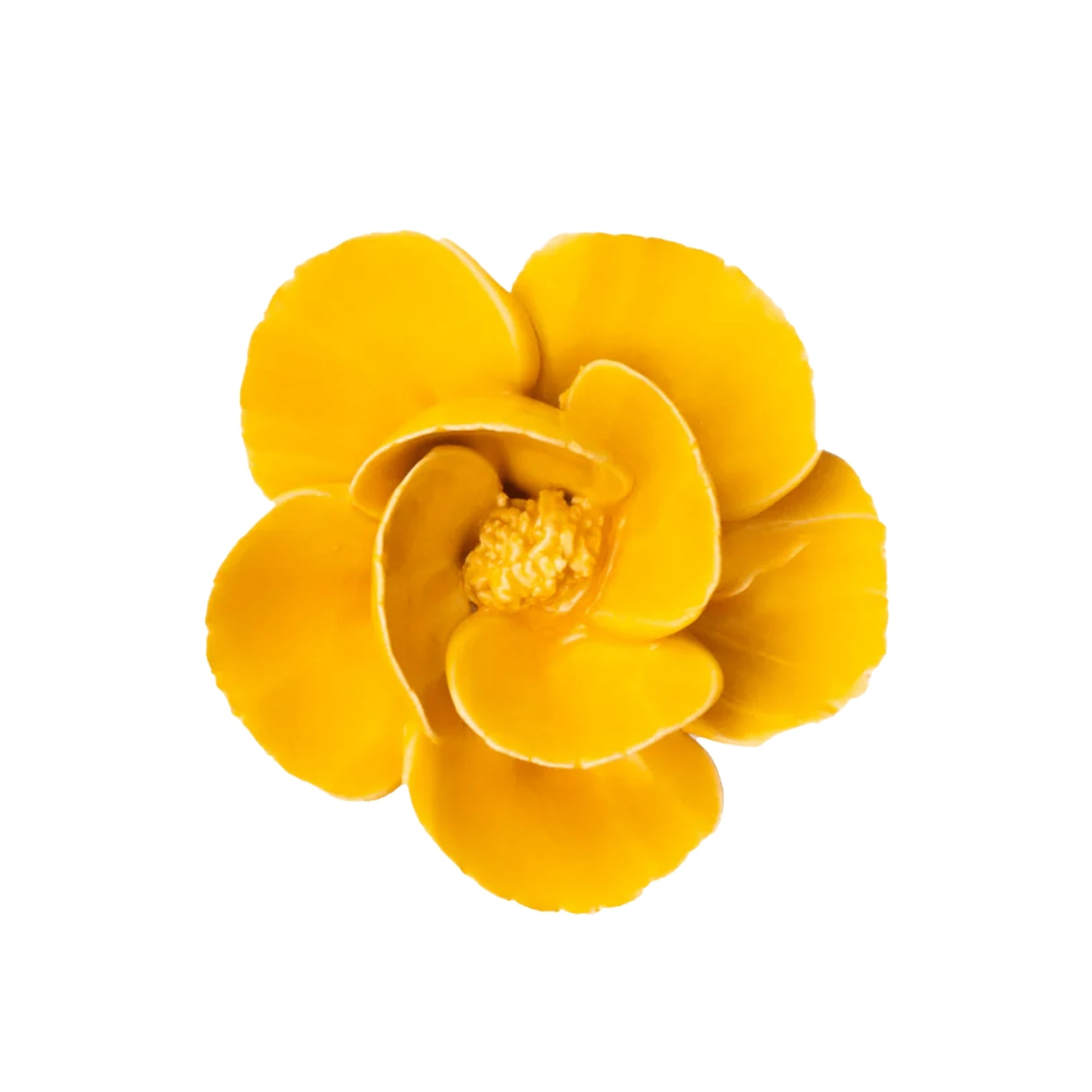 Yellow flower-shaped ceramic flower product shot