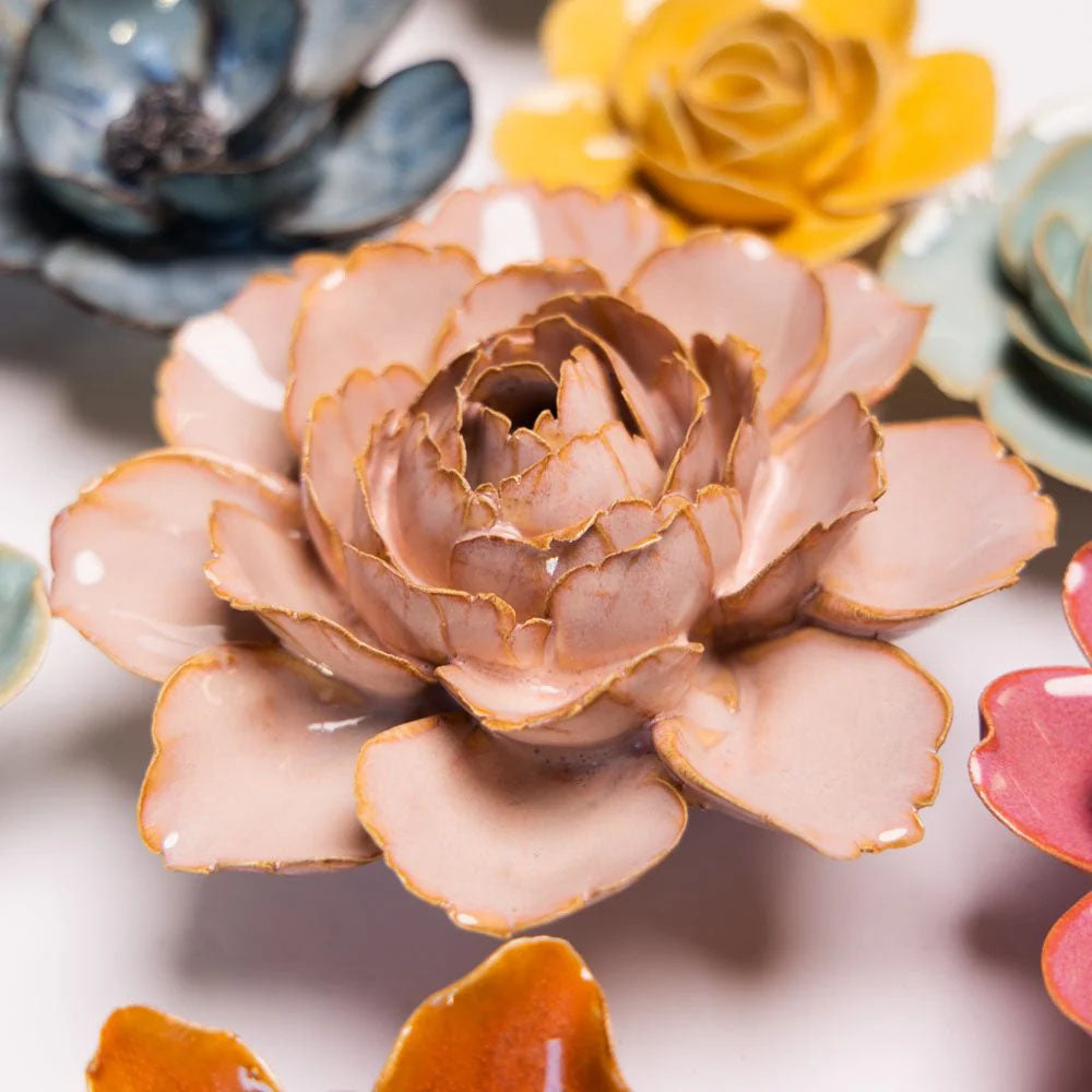 Pale Pink Camellia Ceramic Flower