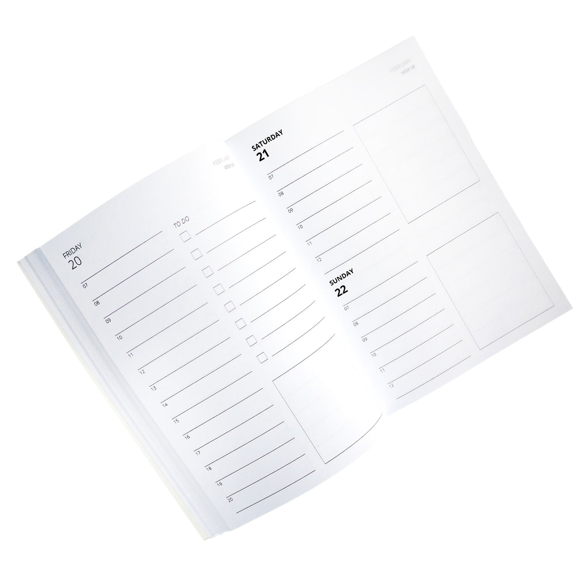 Inside pages of Cream Cornwall 2026 diary showing weekly planner layout with to-do lists and notes section