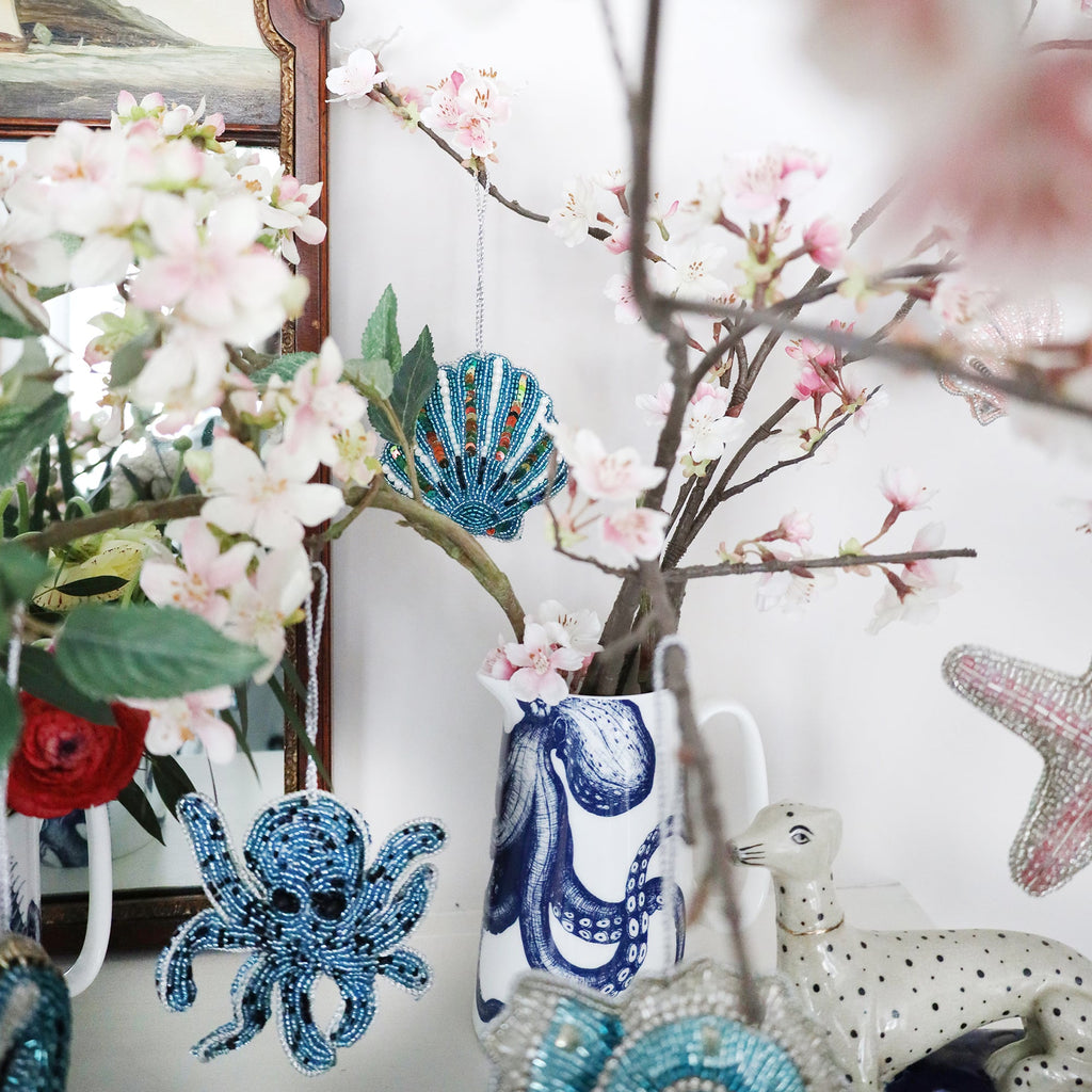 Beaded Scallop Shell Hanging Decoration