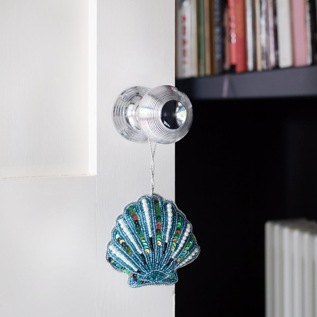Beaded Scallop Shell Hanging Decoration