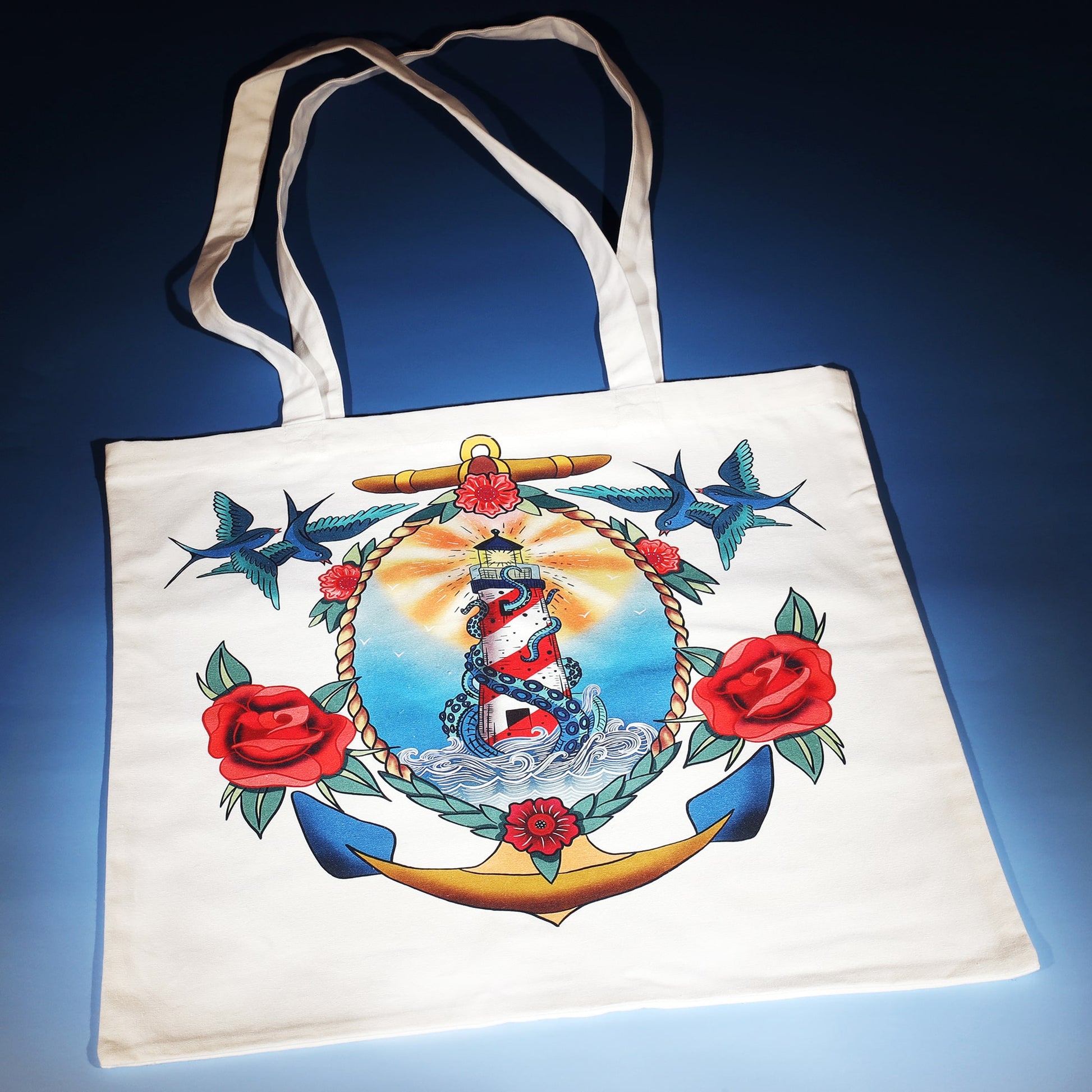 Lighthouse & Kraken Tote Bag