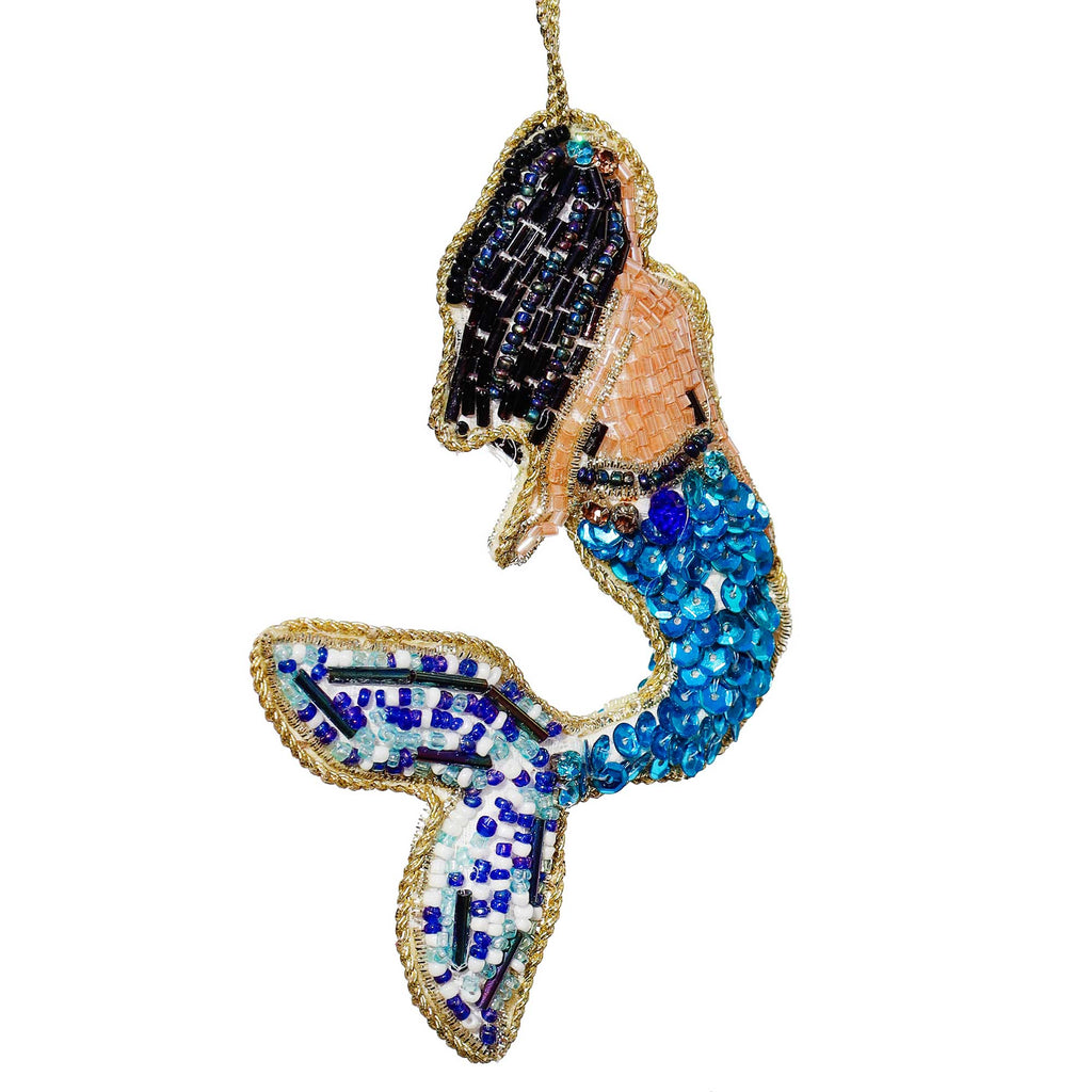 Beaded Dark haired Mermaid Hanging Decoration
