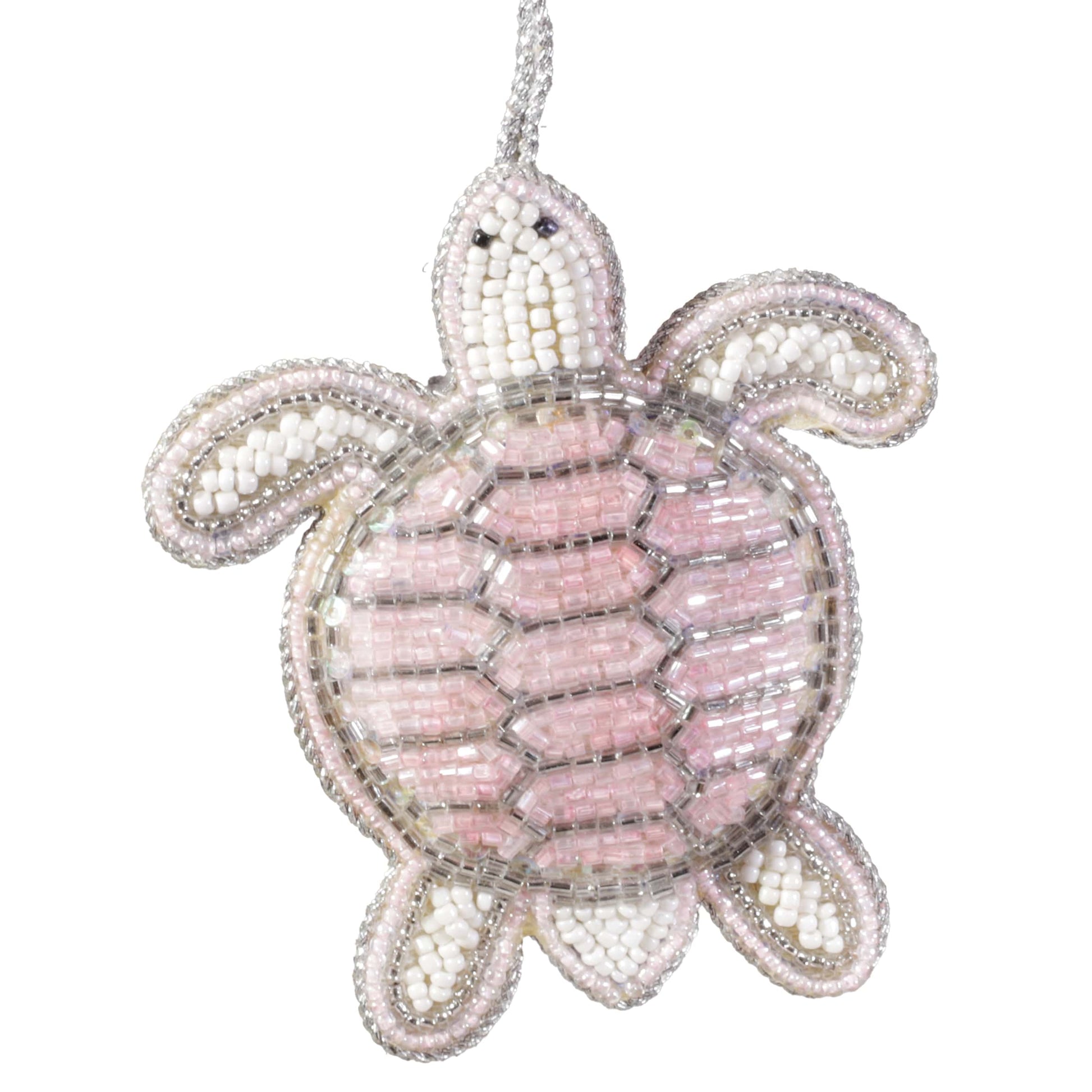 Beaded Pink Turtle Hanging Decoration