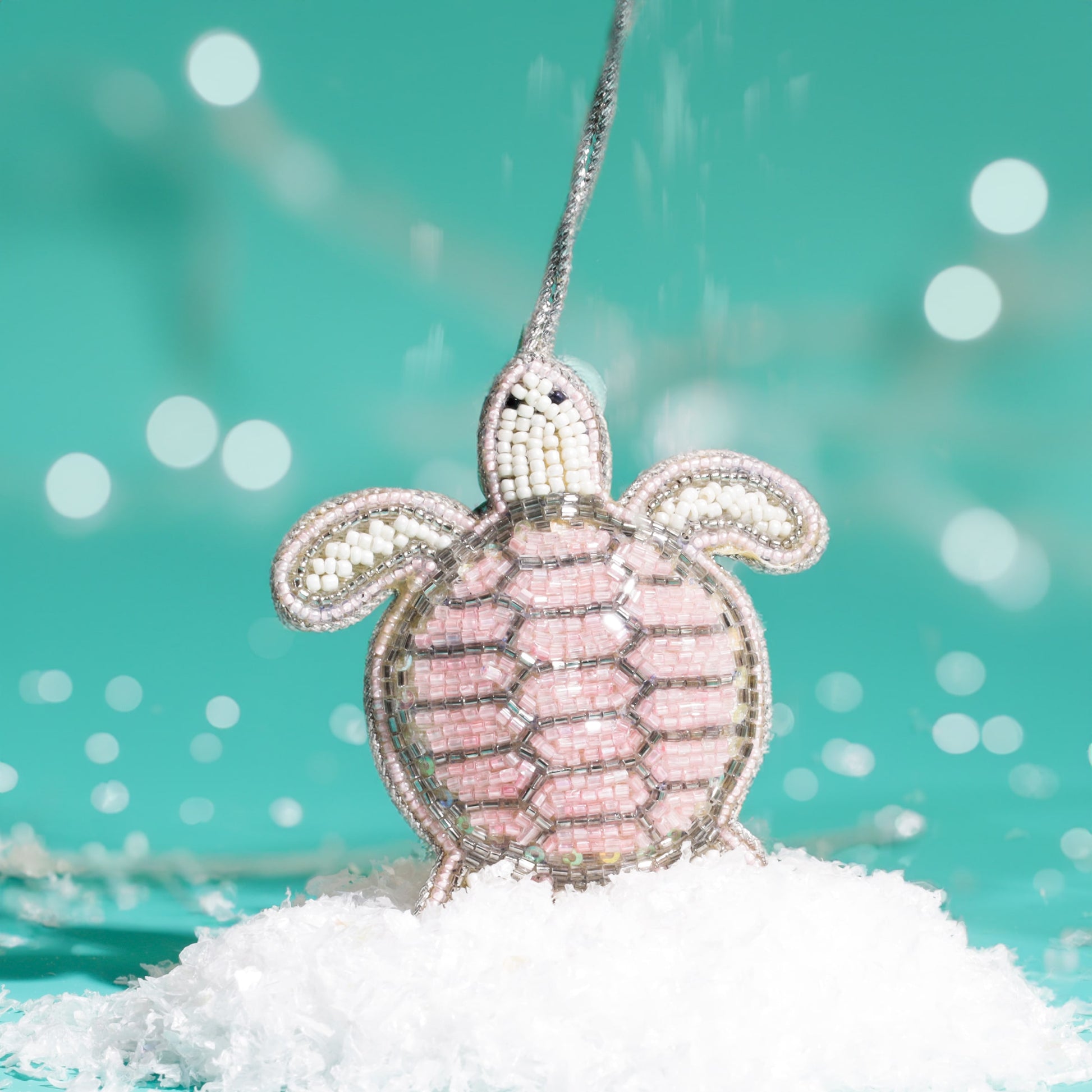 Beaded Pink Turtle Hanging Decoration