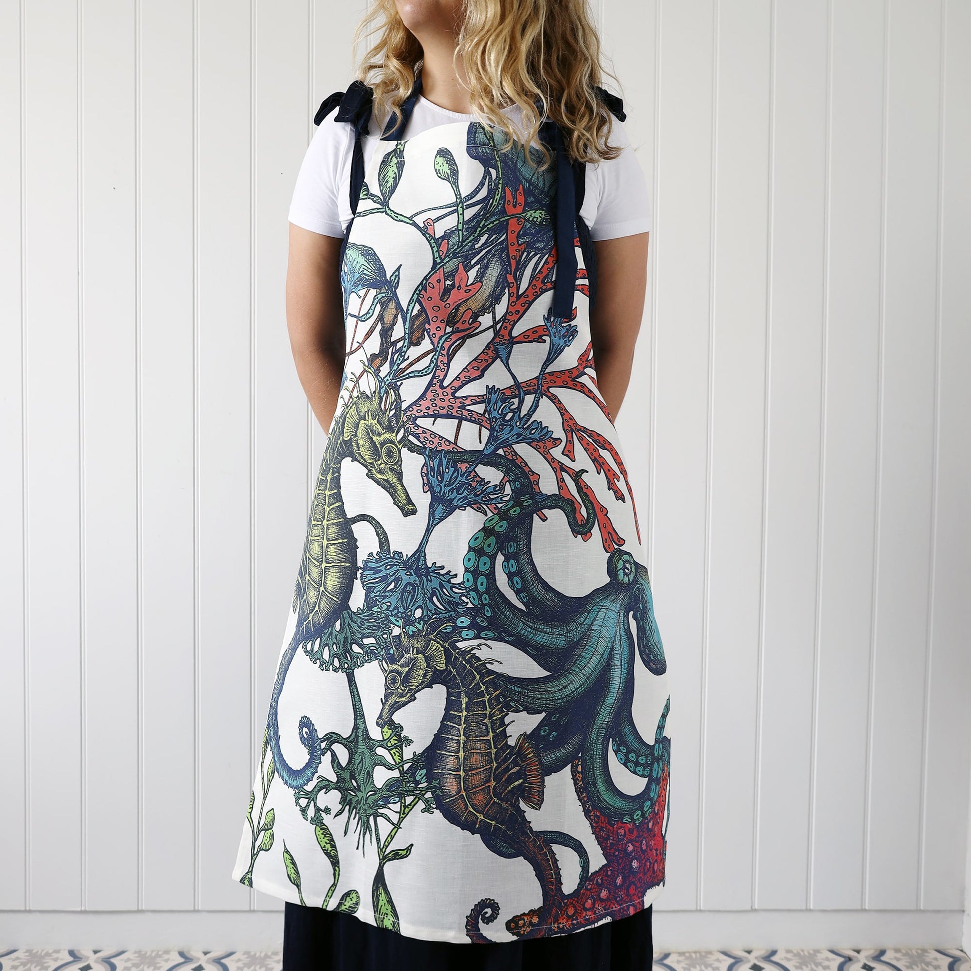 Luxury Cotton Linen Coastal Aprons | Cream Cornwall