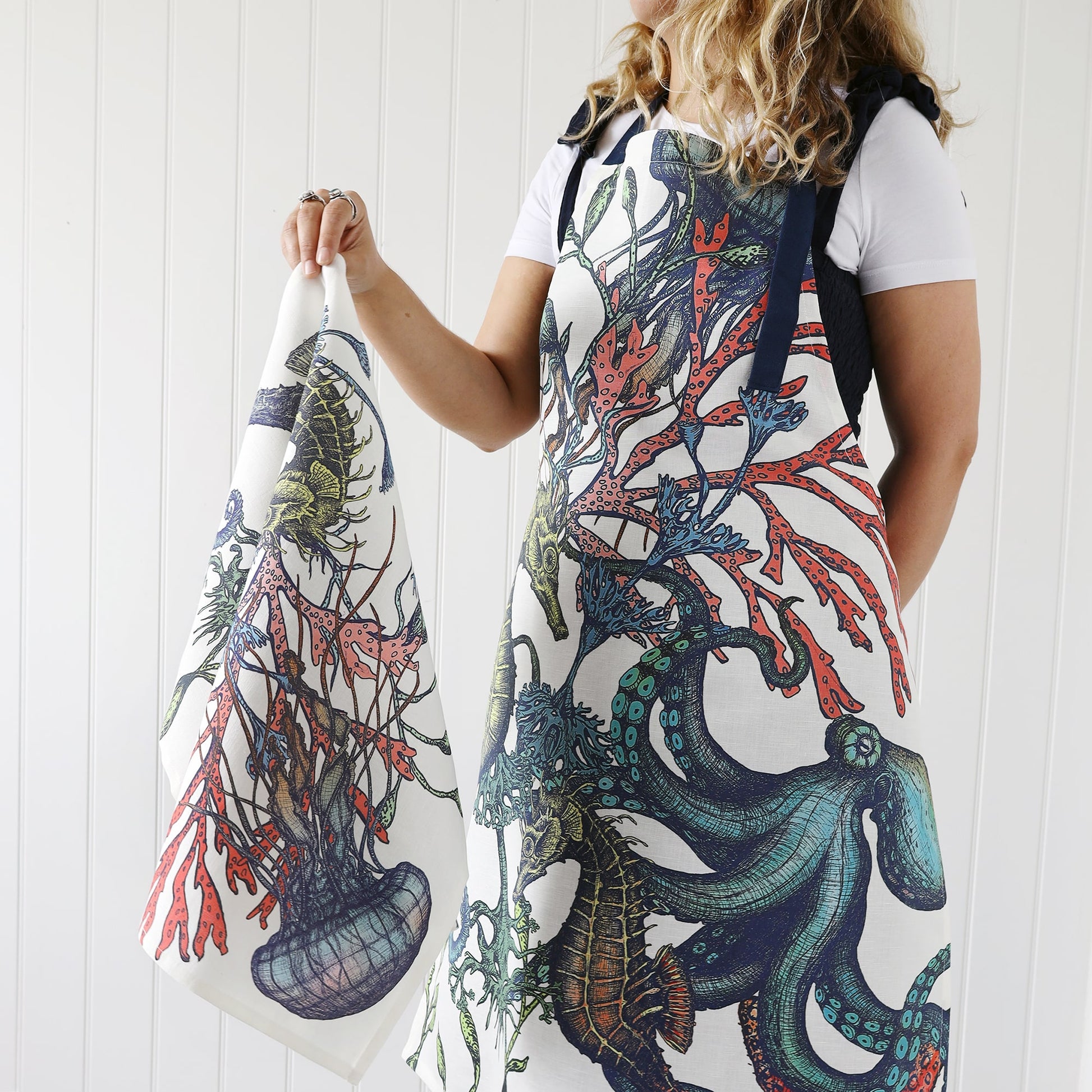 Luxury Cotton Linen Coastal Aprons | Cream Cornwall