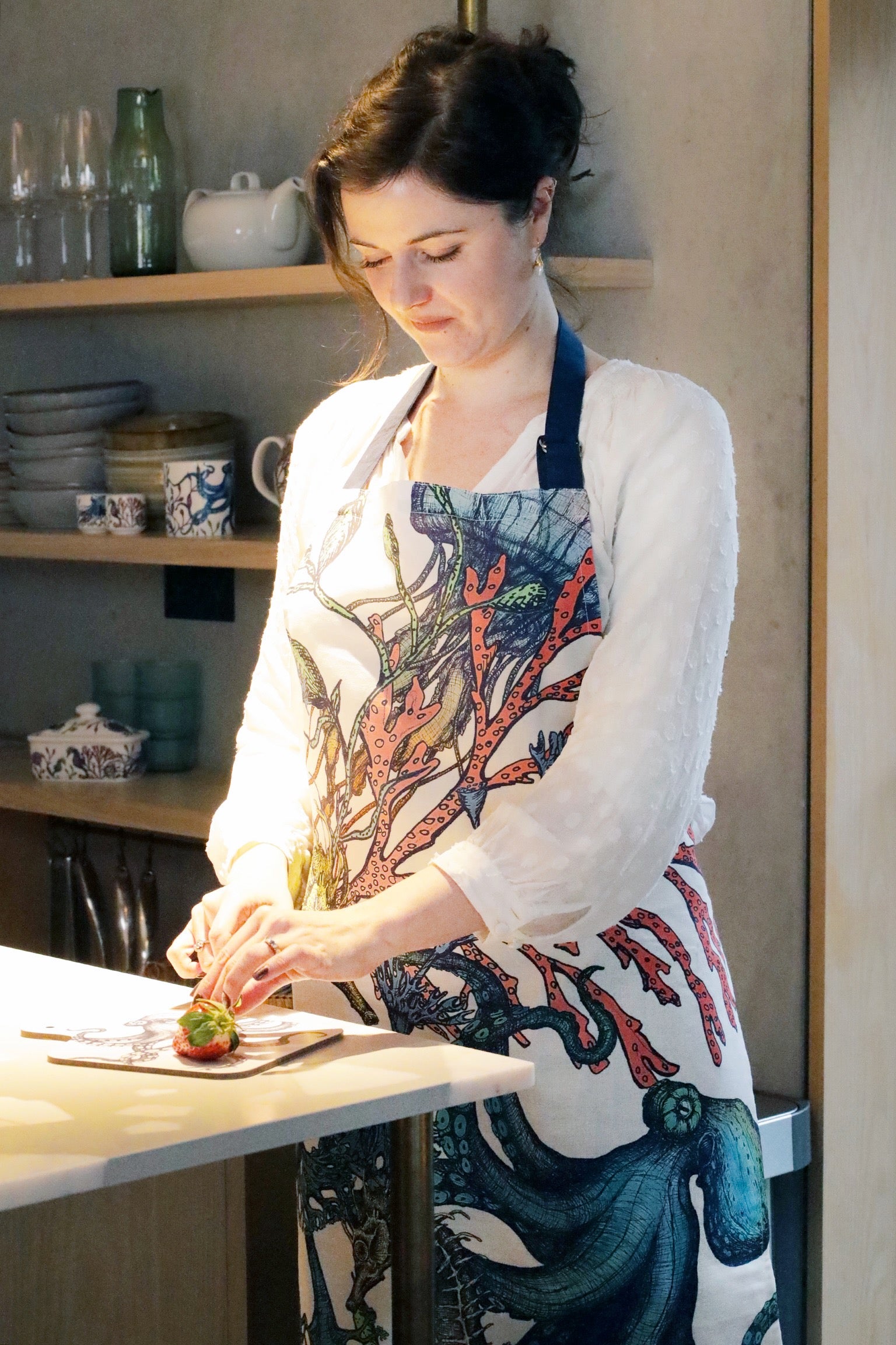 Luxury Cotton Linen Coastal Aprons | Cream Cornwall