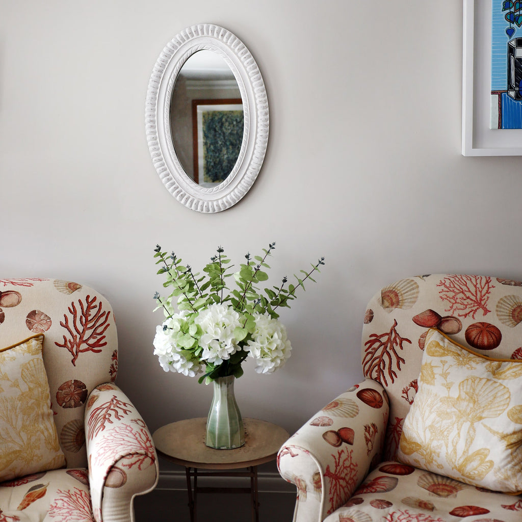 Nankersey Oval Whitewash Rope Mirror