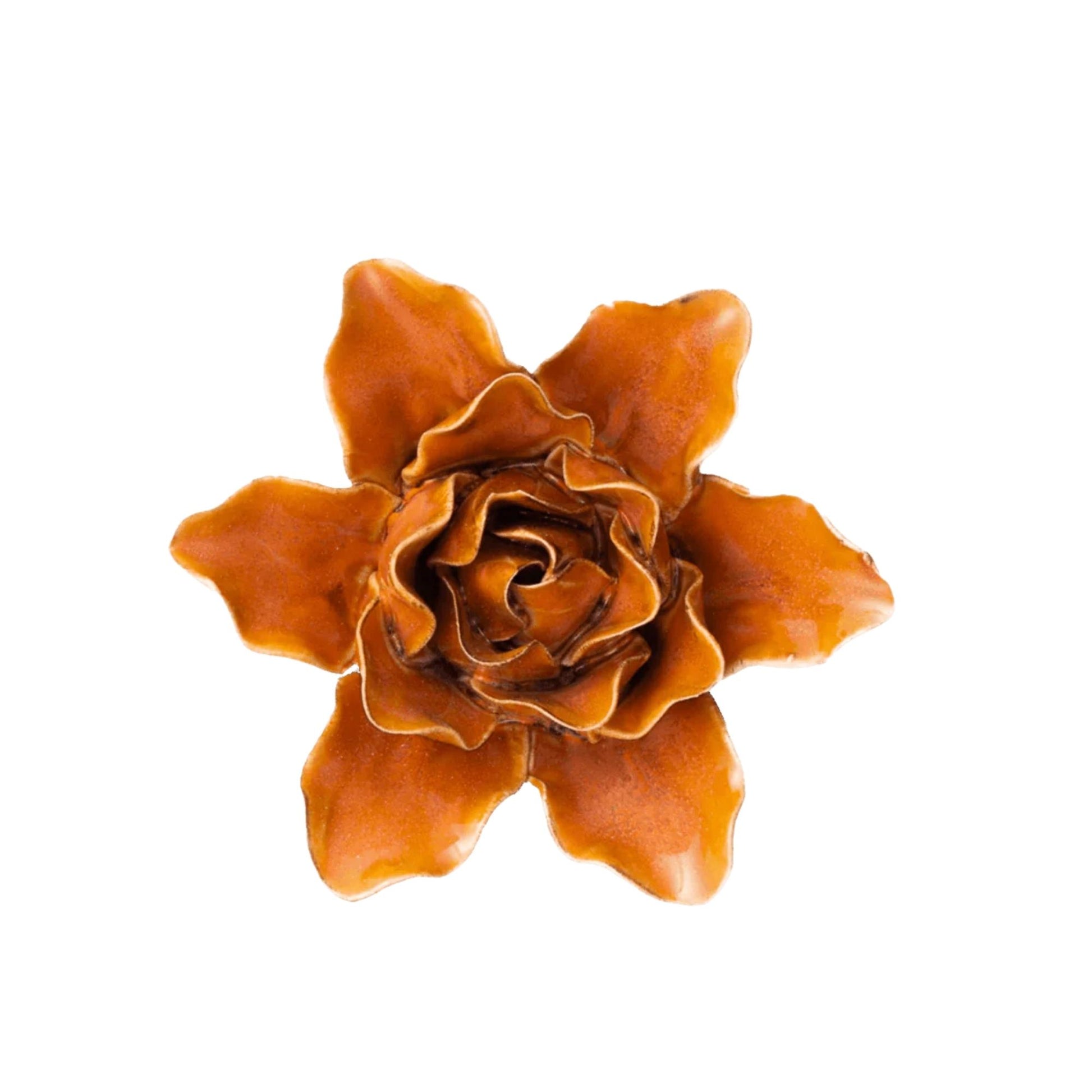 rust & pink ceramic flower product shot