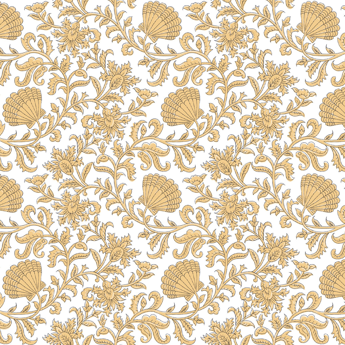 Flowe Shell Pattern Sea Shell Flower Linen/Cotton Fabric - Corn On Off White |cream ...