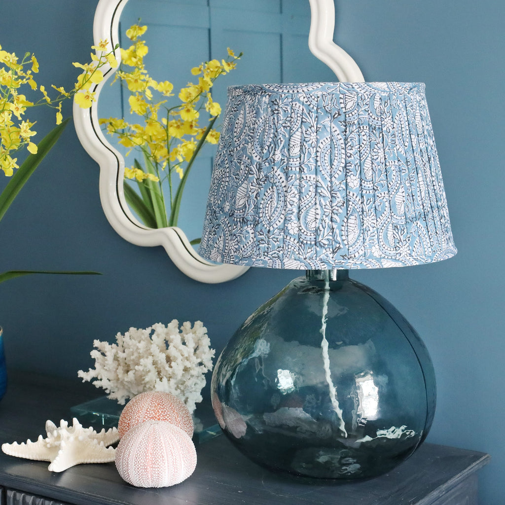 Sea Glass Lamp Base in Light Blue