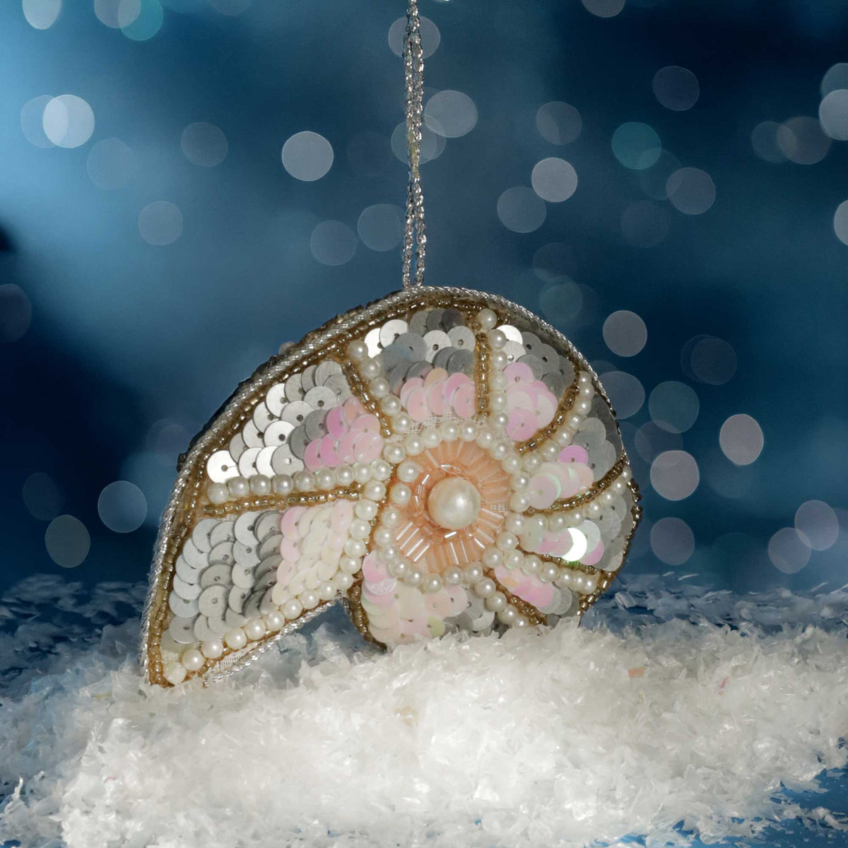 Sequinned Ammonite Hanging Decoration