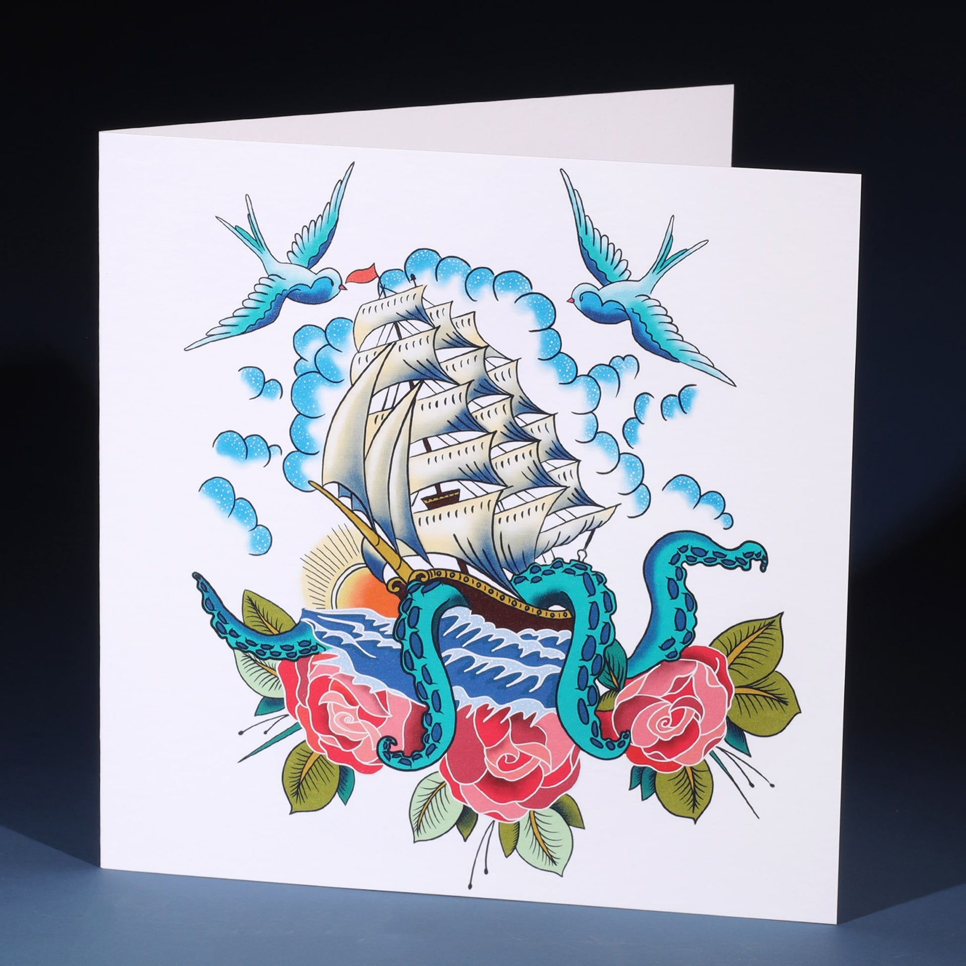Ship & Kraken Greetings Card