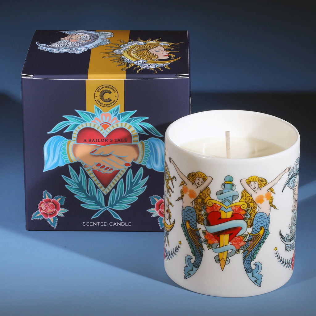 Sailors Story scented candle with box.