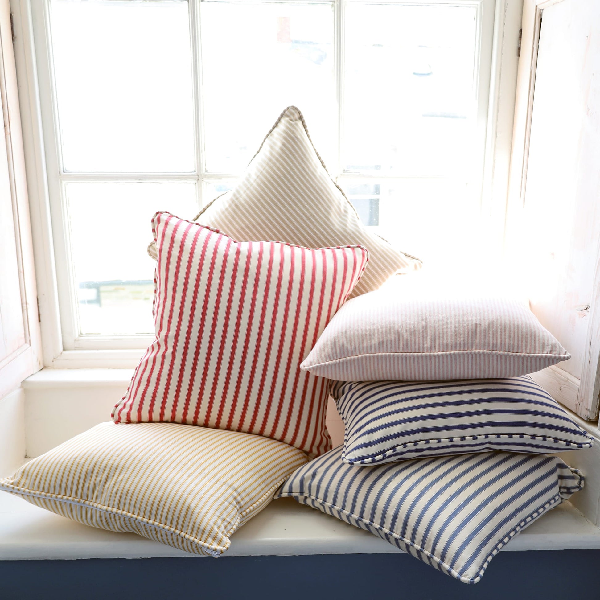 Blush Narrow Stripe Cushion