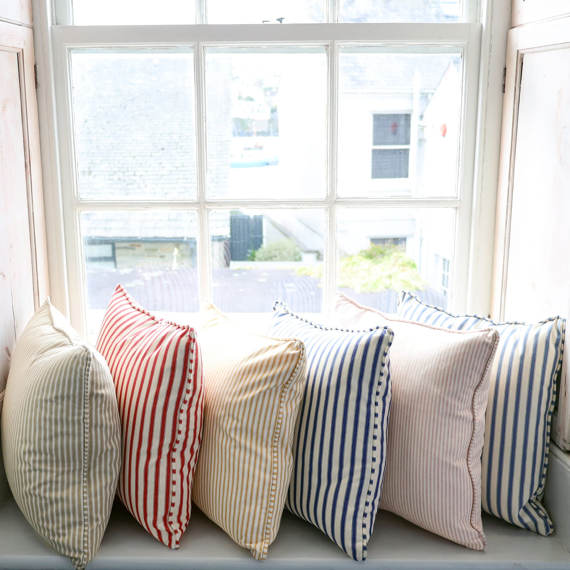 Airforce Blue Ticking Stripe Cushion