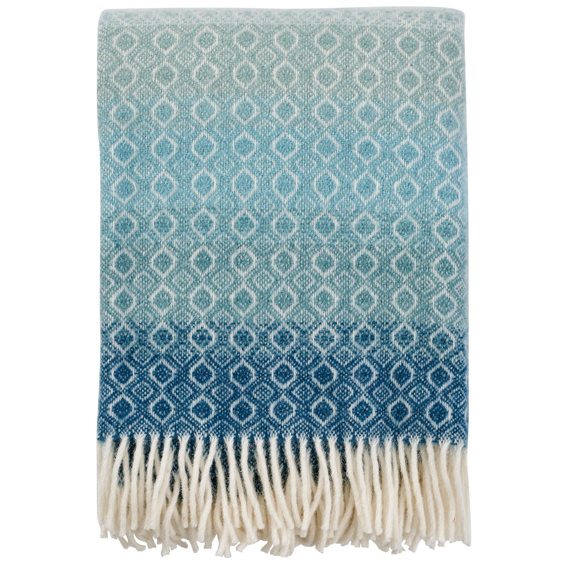 Graduated Aqua Lambs Wool Throw -Homeware- Cream Cornwall