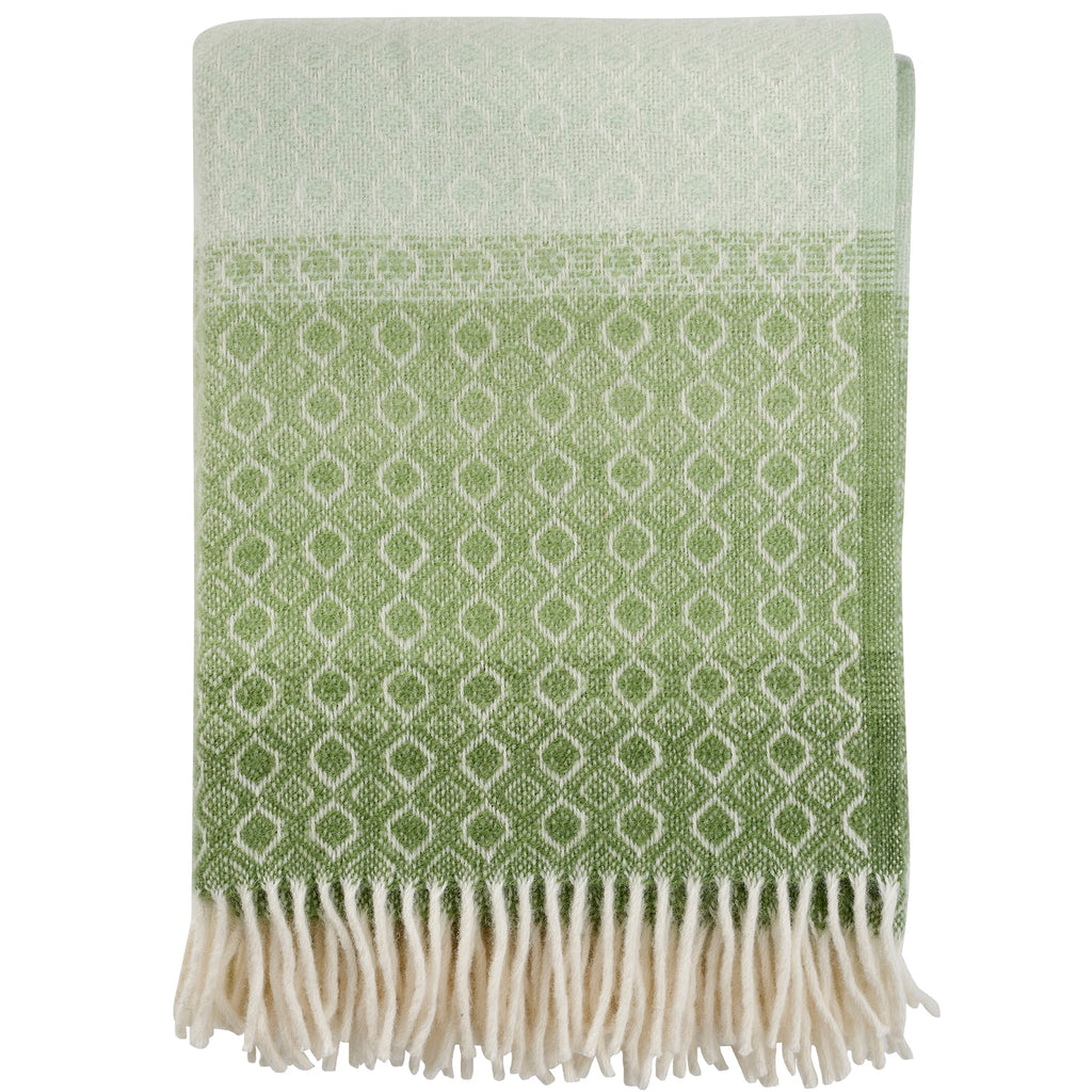 Graduated Greens Lambs Wool Throw -Homeware- Cream Cornwall