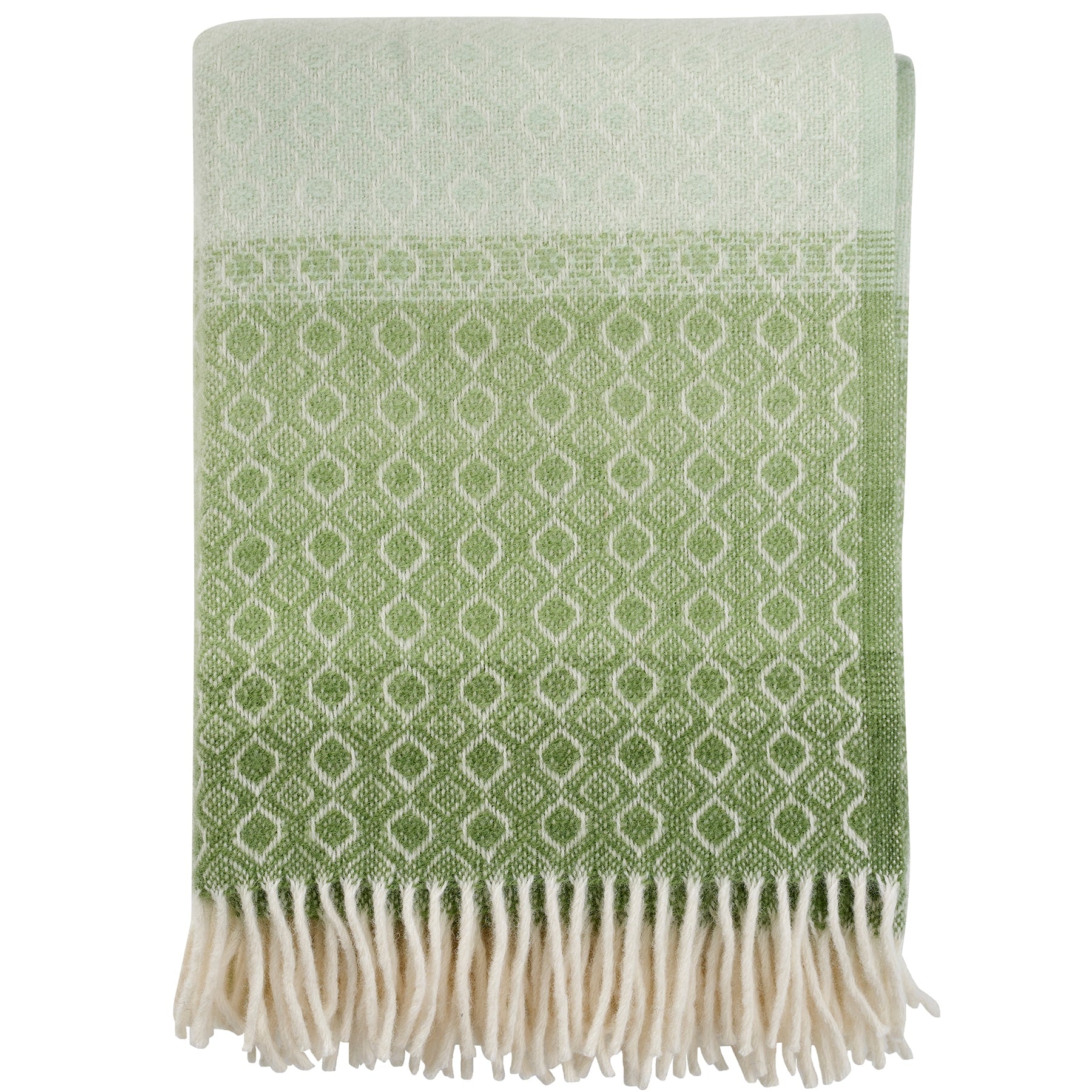 Graduated Greens Lambs Wool Throw -Homeware- Cream Cornwall