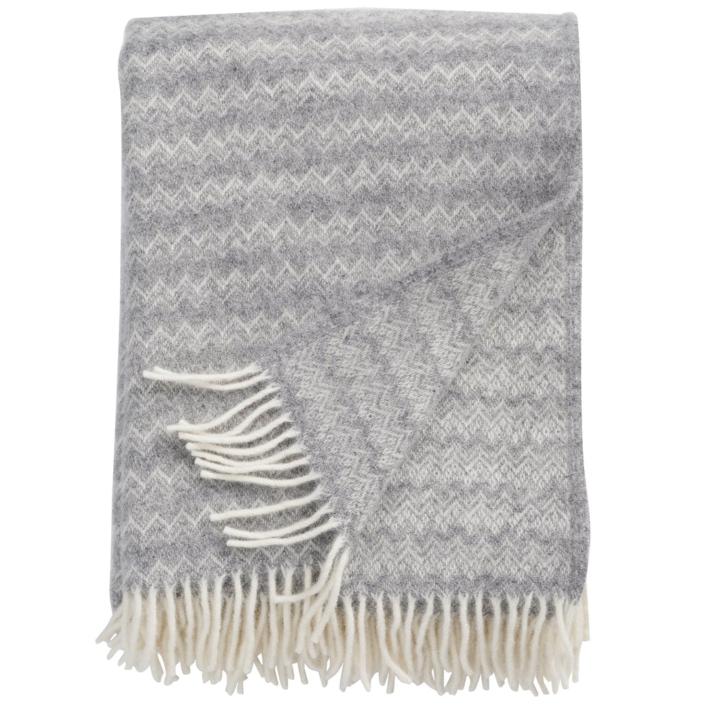 Chevron Stone Eco Lambs Wool Throw -Homeware- Cream Cornwall