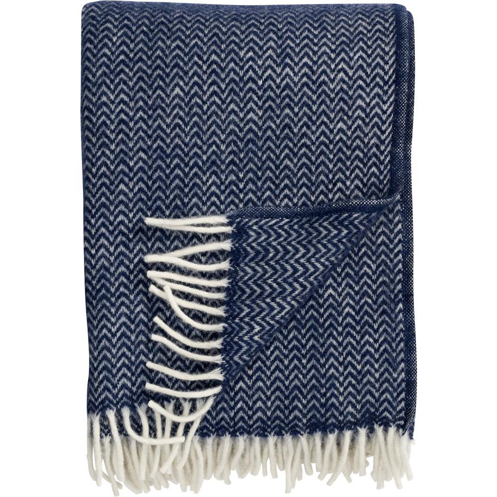 Chevron Denim Lambs Wool Throw
