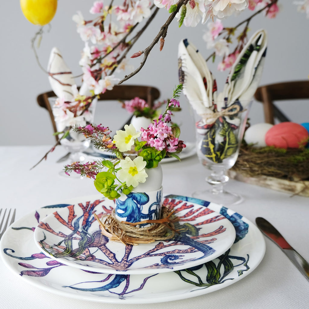 Bone China Reef Egg Cup - Octopus -Kitchen & Dining- Cream Cornwall