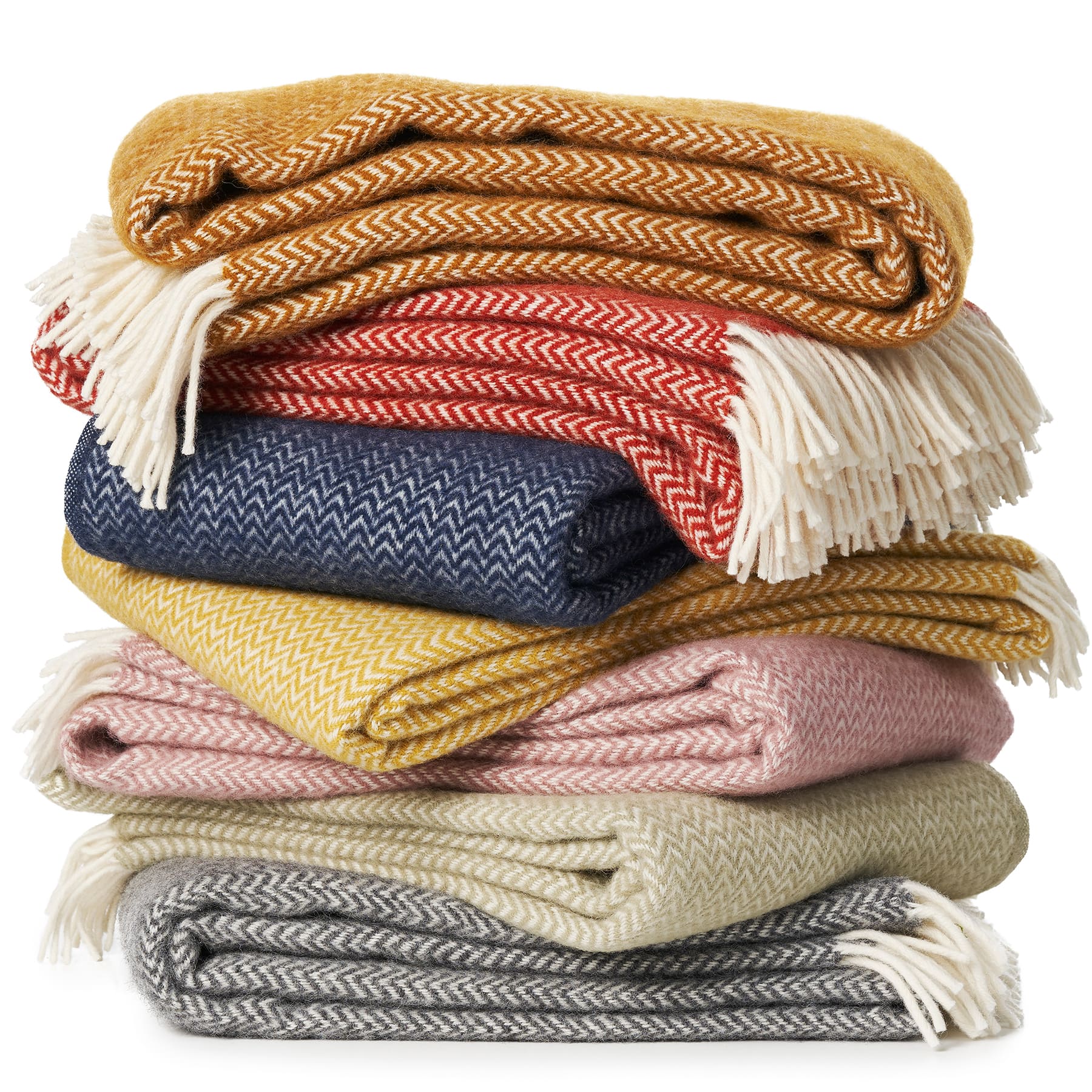 Herringbone Caramel Eco Lambs Wool Throw -Homeware- Cream Cornwall