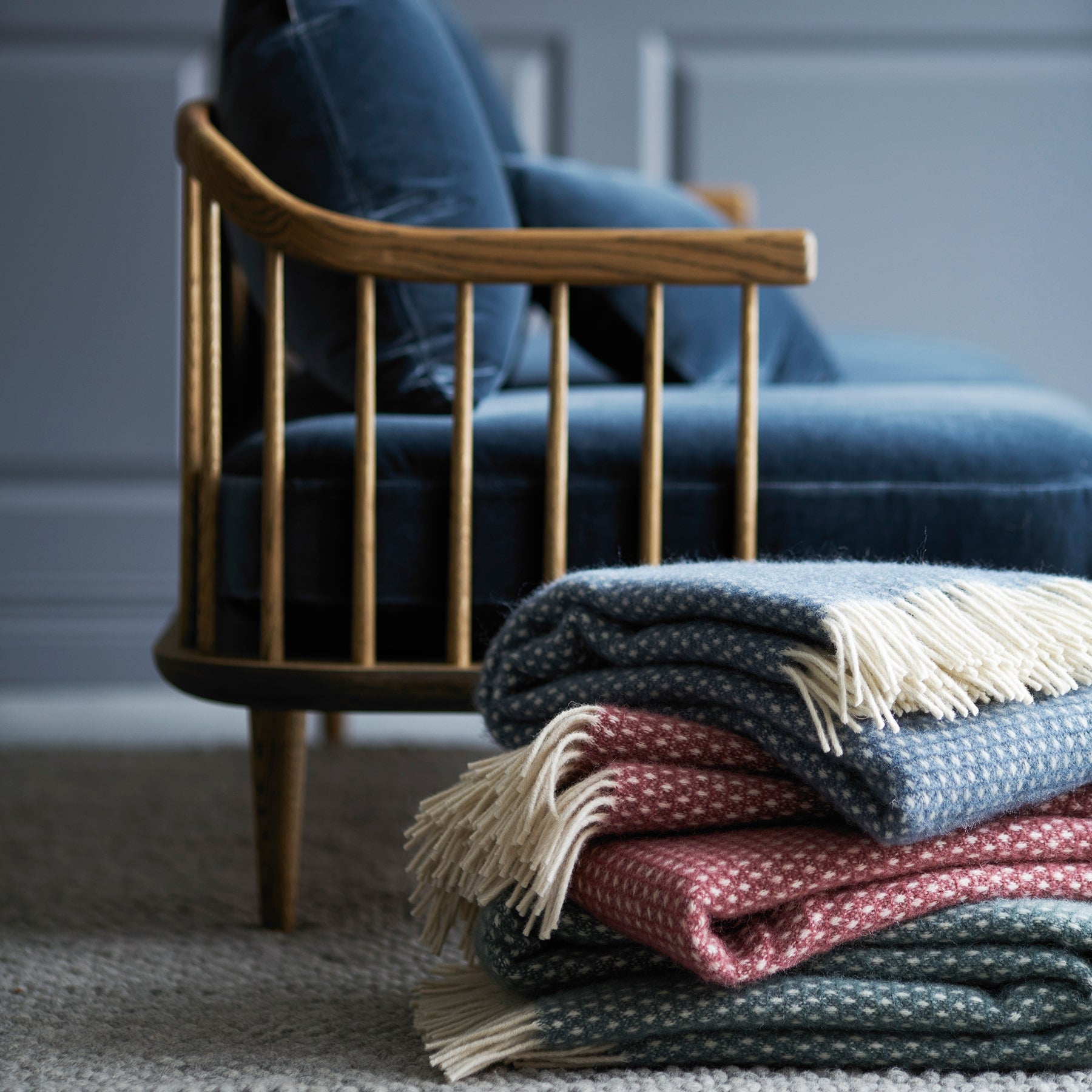 Twister Saffron Lambs Wool Throw -Homeware- Cream Cornwall